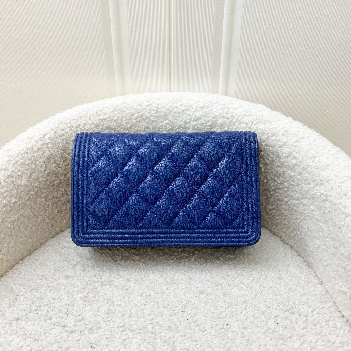 Chanel Boy Wallet on Chain WOC in Blue Caviar and Aghw Handbag