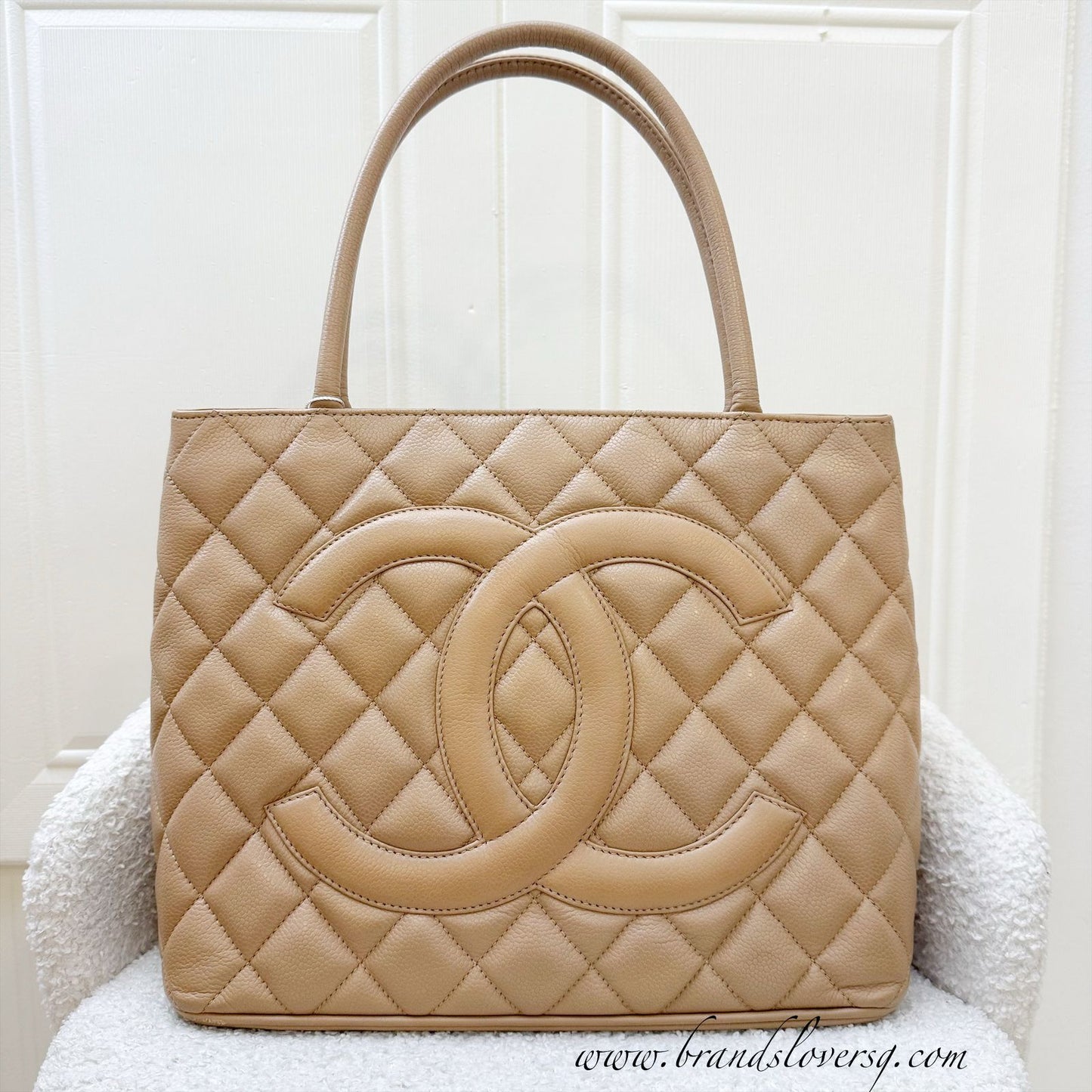 Chanel Medallion Tote in Milk Tea Beige Caviar and Ghw