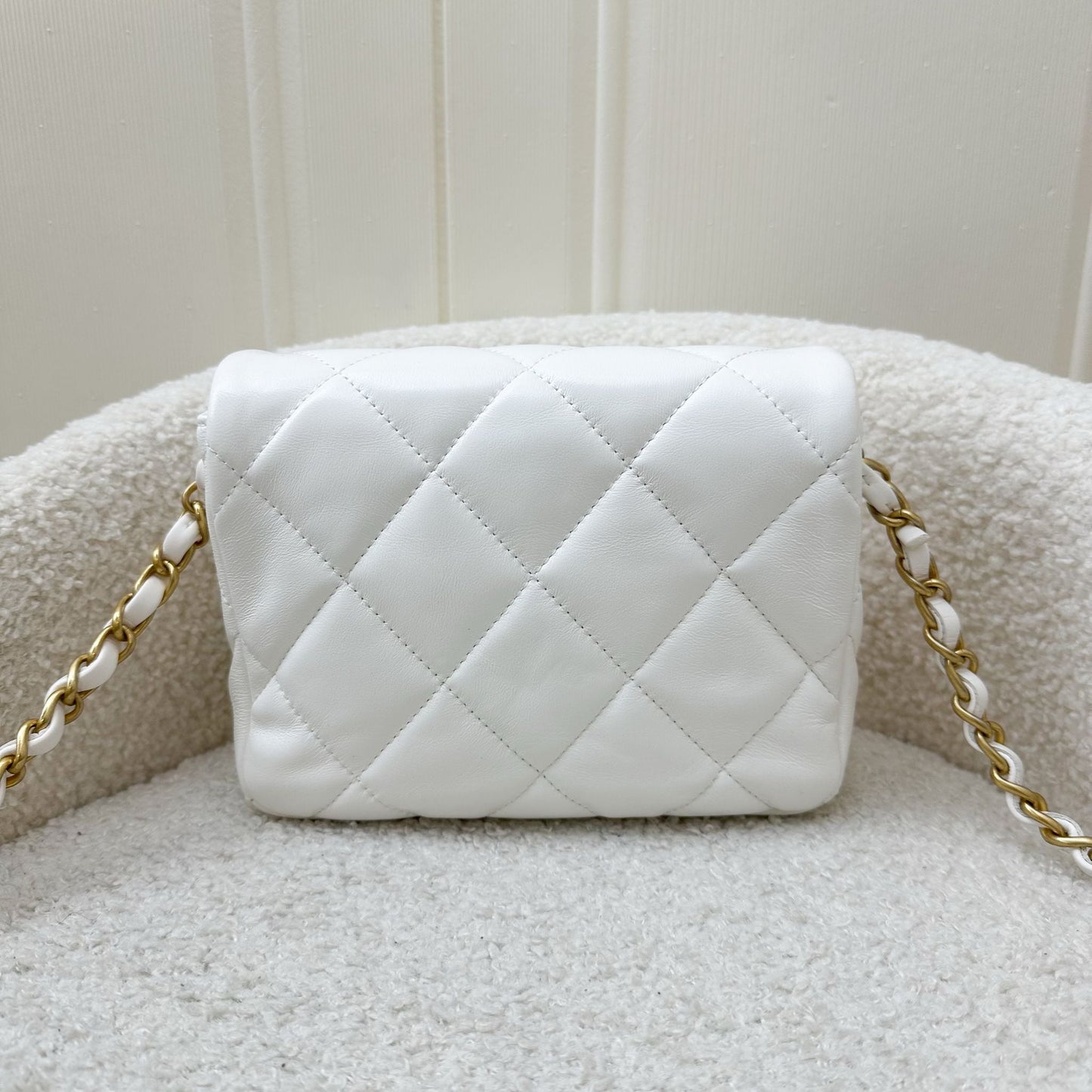 Chanel 23S Heart Clasp Mini Flap In White Lambskin And Aghw Bag