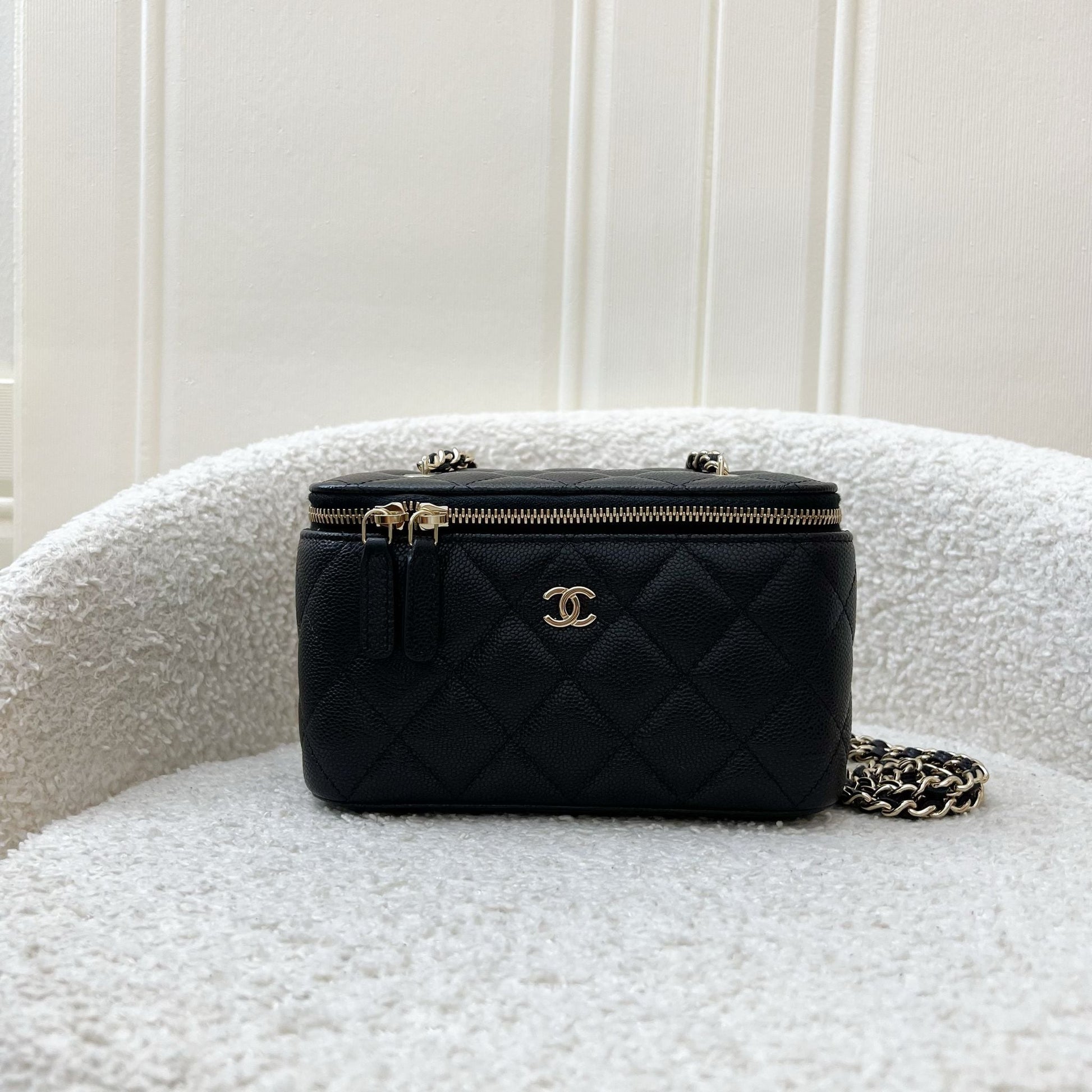 Chanel Classic Small Vanity in Black Caviar and Lghw Handbag