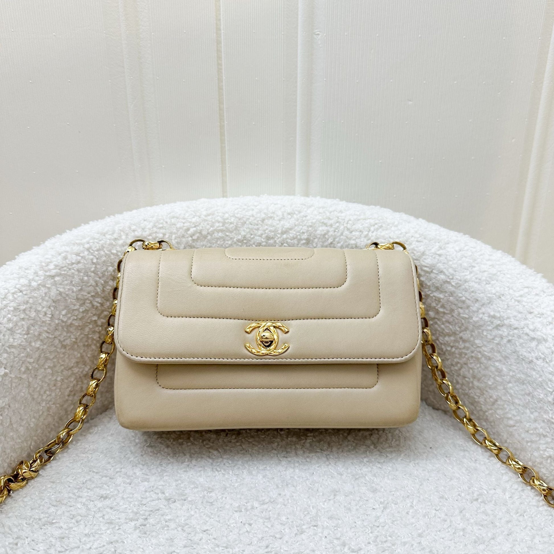 Chanel Mini Bijoux Chain Flap in Beige Lambskin and 24K Ghw Handbag
