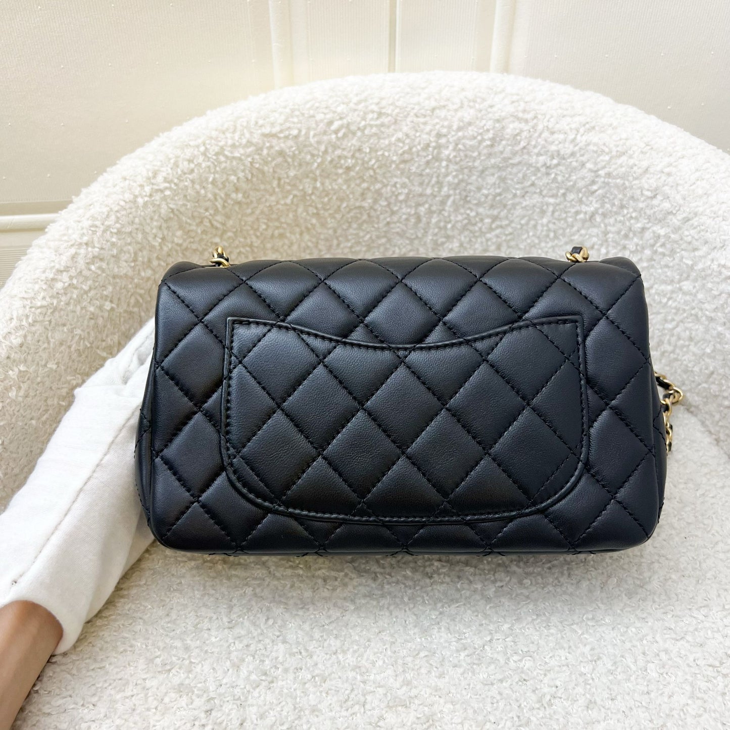 Chanel Pearl Crush Mini Rectangular Flap in Black Lambskin and Aghw ( ) Handbag