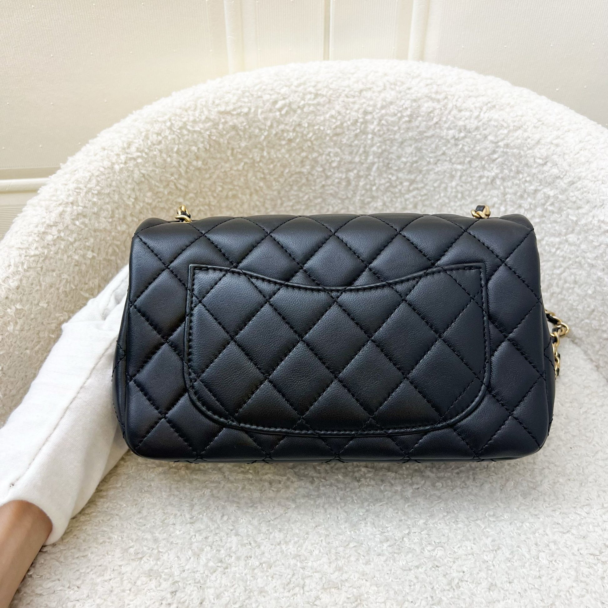 Chanel Pearl Crush Mini Rectangular Flap in Black Lambskin and Aghw ( ) Handbag
