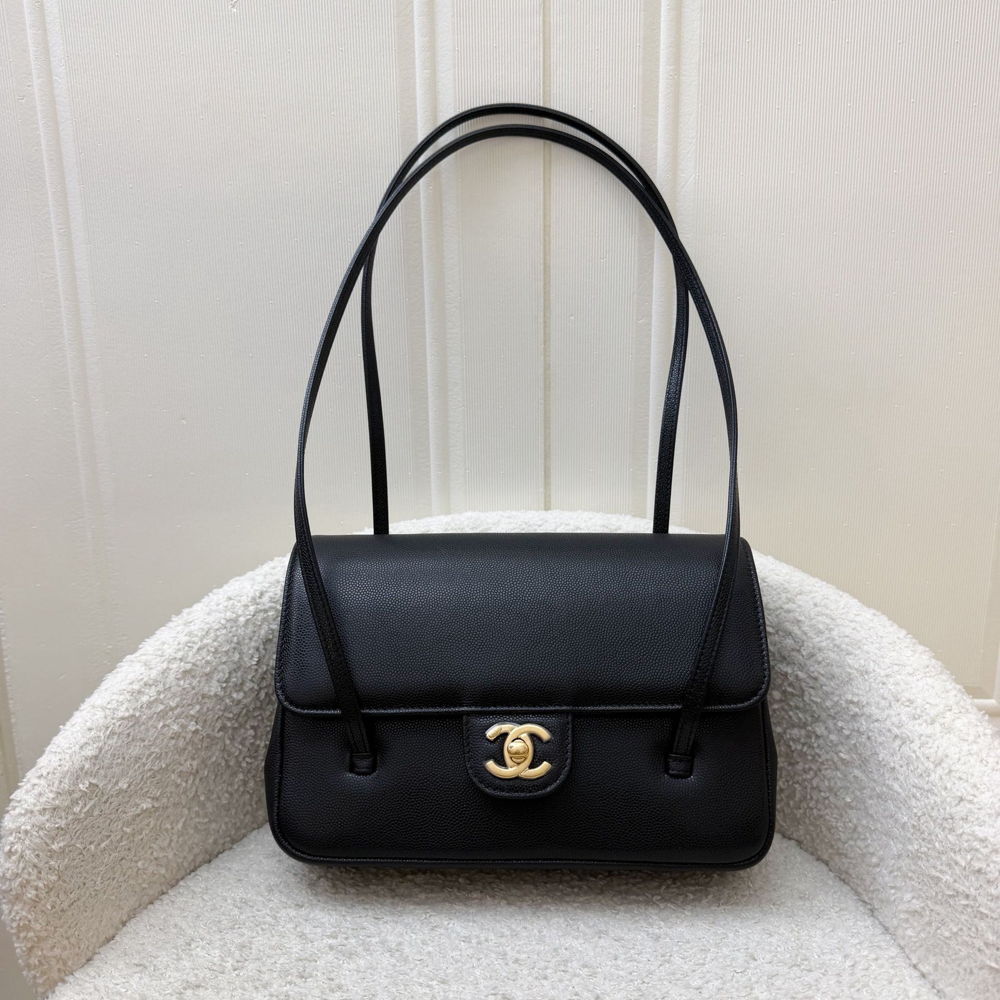 Chanel 26P Preppy Coco Small Flap Bag in Black Caviar and Ghw ( )