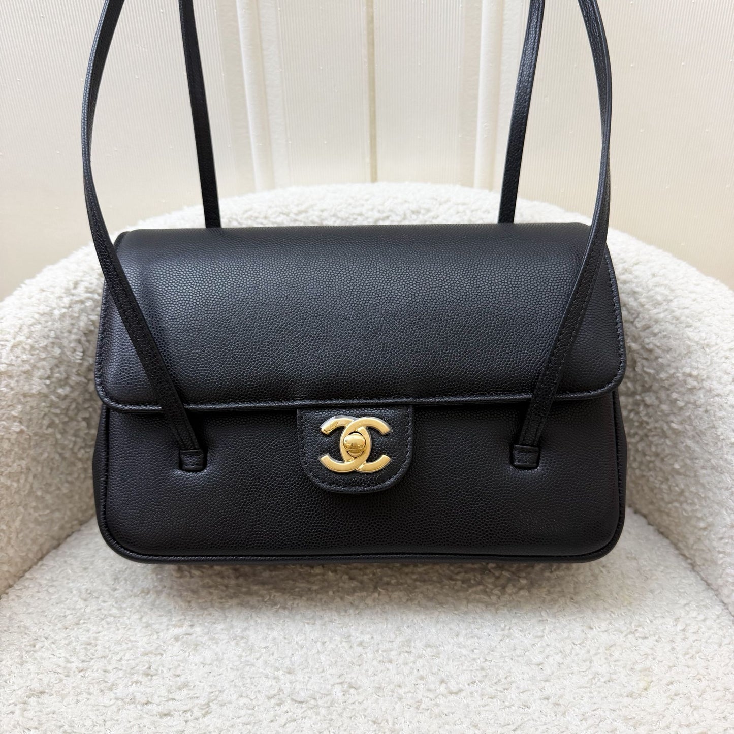 Chanel 26P Preppy Coco Small Flap Bag in Black Caviar and Ghw ( )
