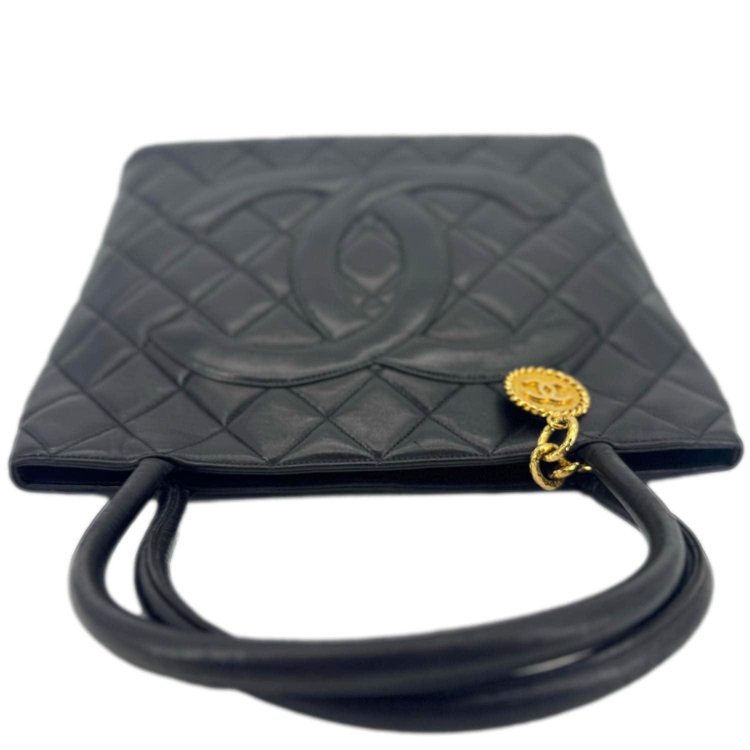Chanel Medallion Quilted Leather Black Travel Bag