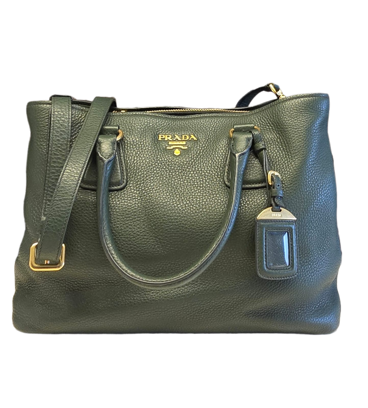 Prada Handbag Daino Shopping Tote Vitello Green Tote Bag