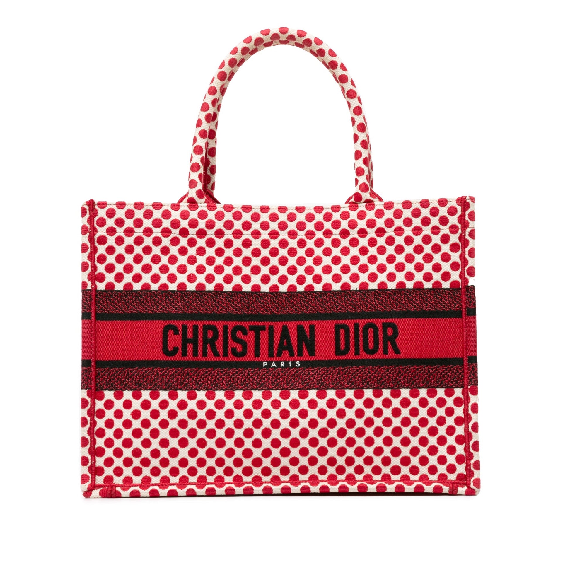 Dior Handbag Amour Dots Book Tote 2 Canvas Red Medium Tote Bag