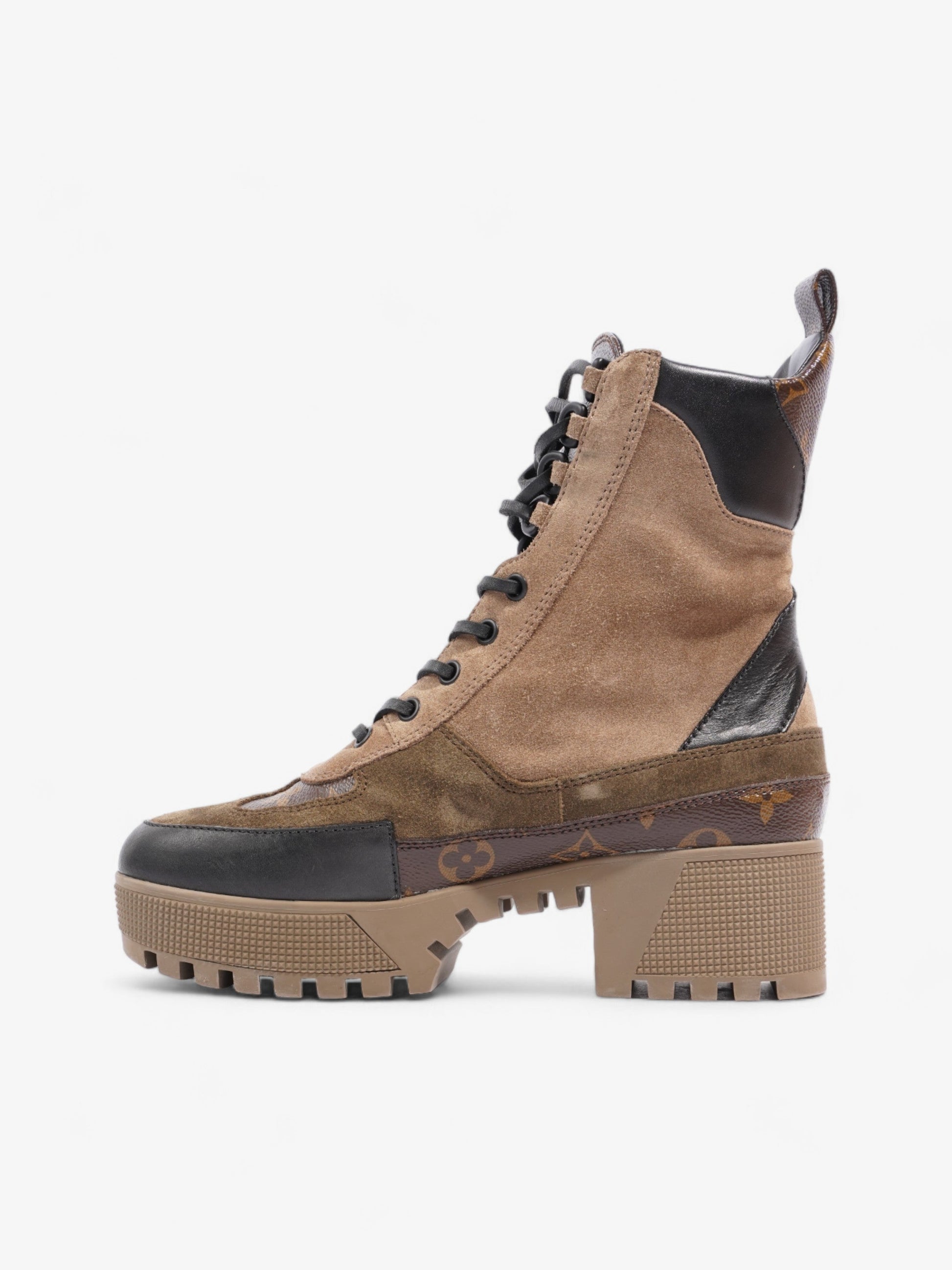 Louis Vuitton Laureate Desert Boot EU 37.5 Monogram Suede Black Beige Shoes