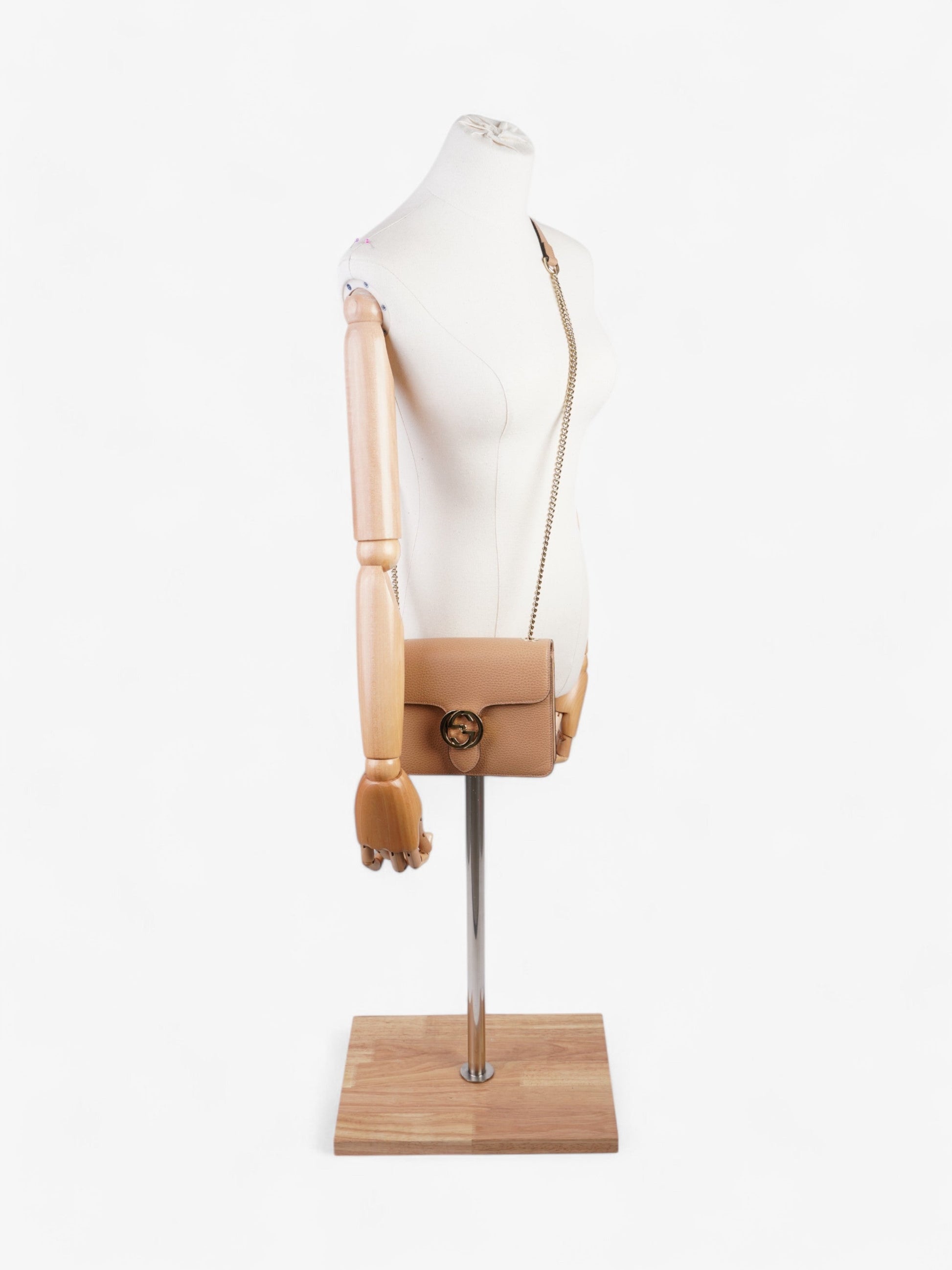 Gucci Interlocking Crossbody Bag Leather Beige