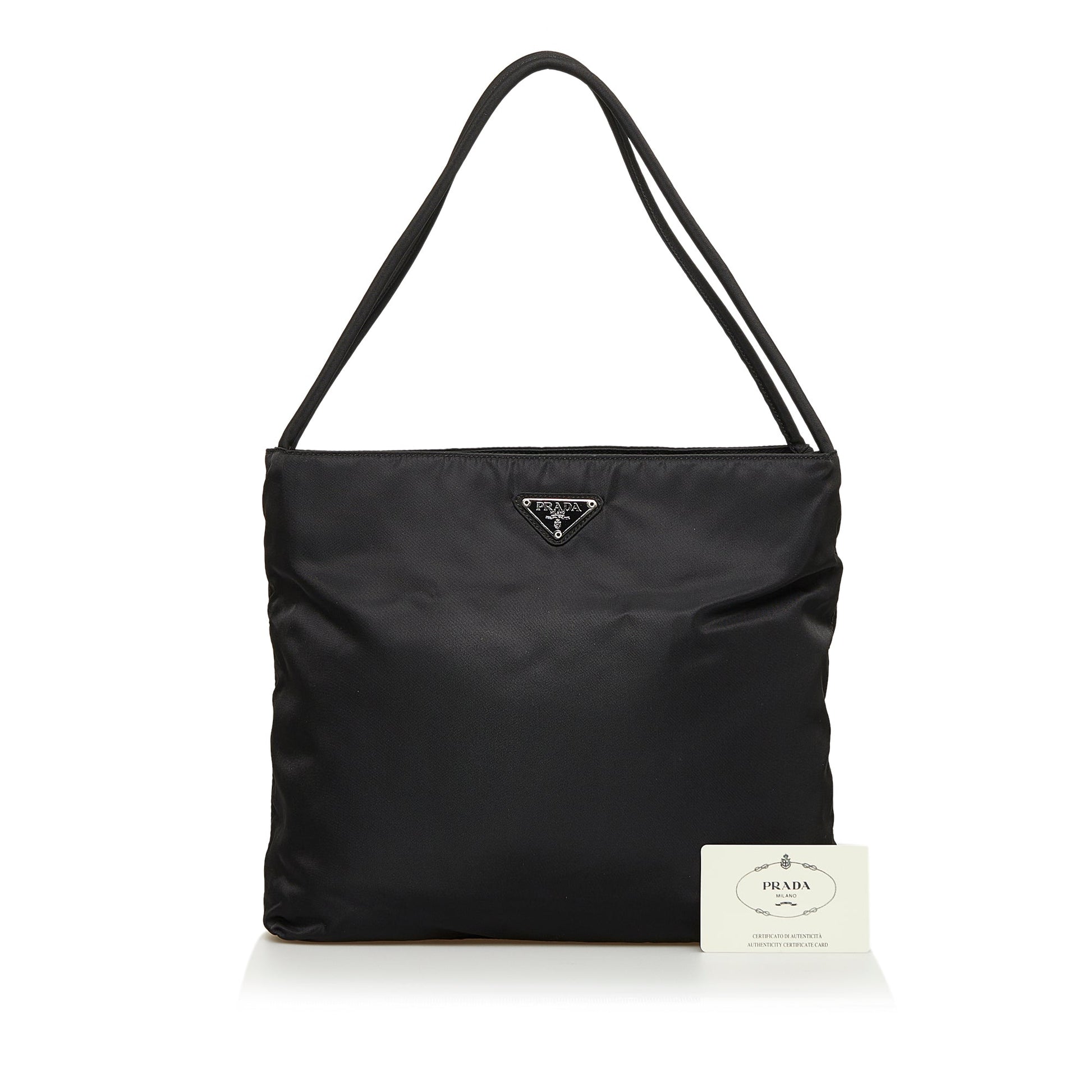 Prada Tessuto Shoulder Bag Canvas Nylon Black