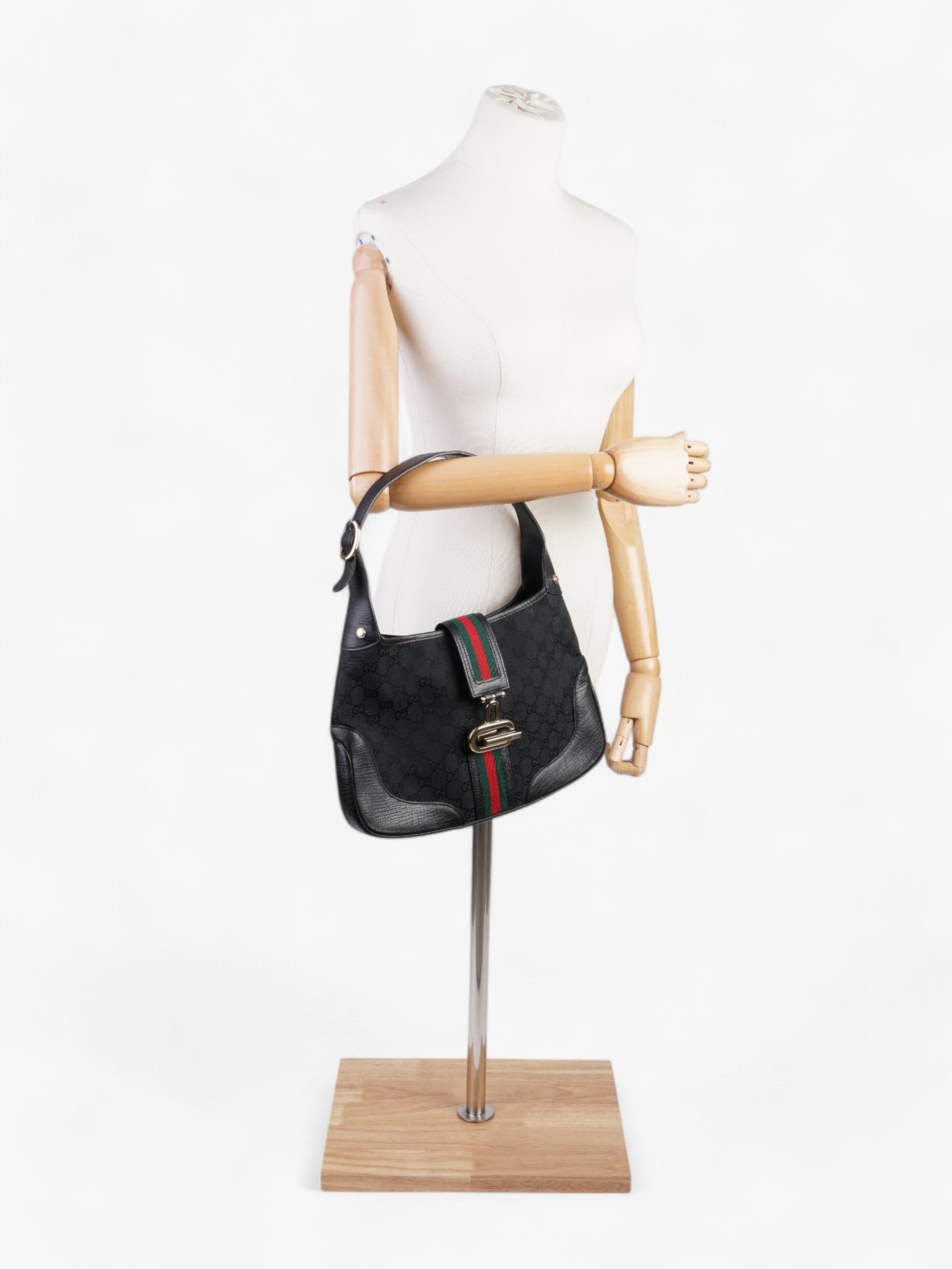 Gucci Jackie Shoulder Bag Canvas Black Black Canvas