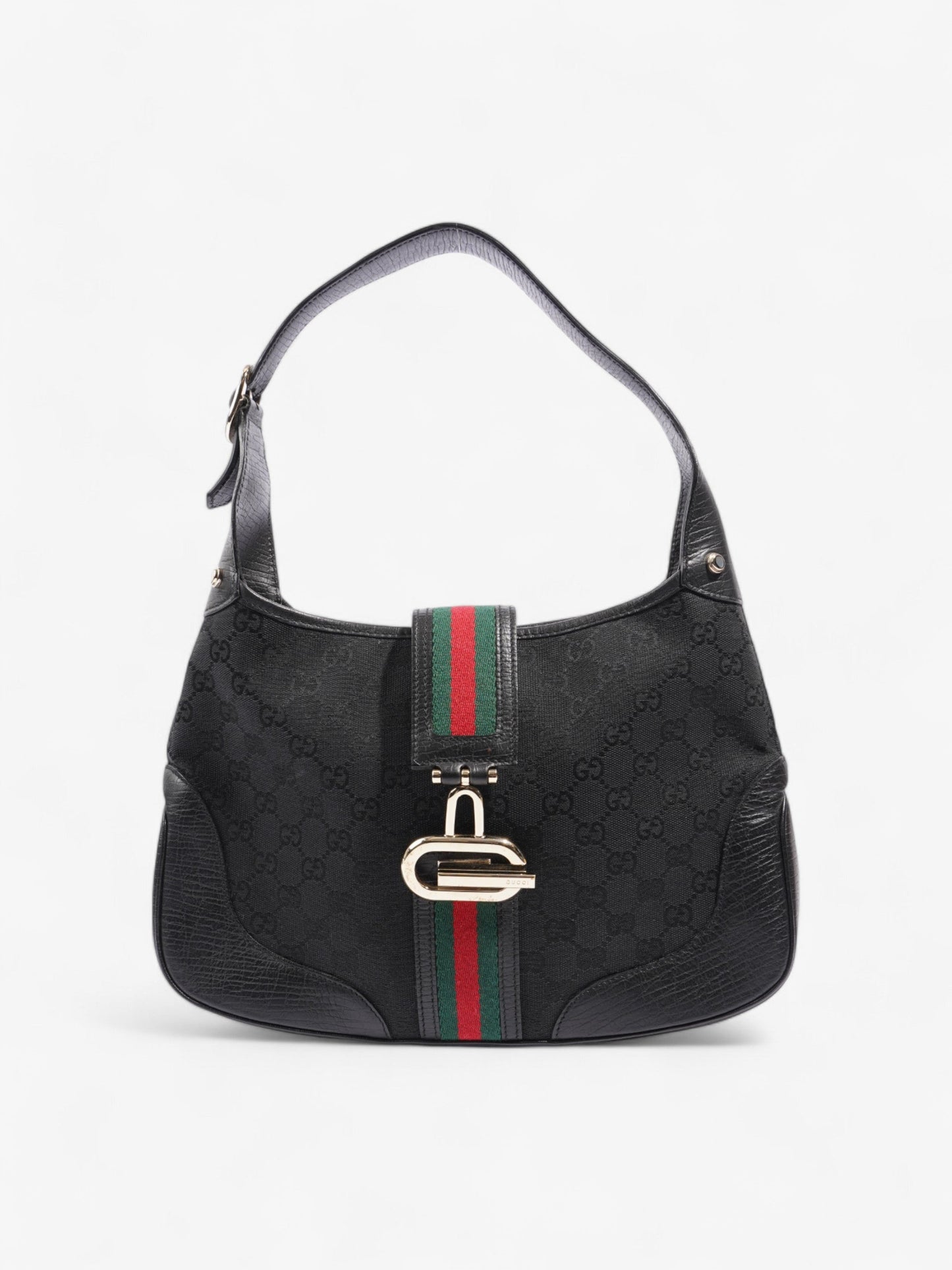 Gucci Jackie Shoulder Bag Canvas Black Black Canvas
