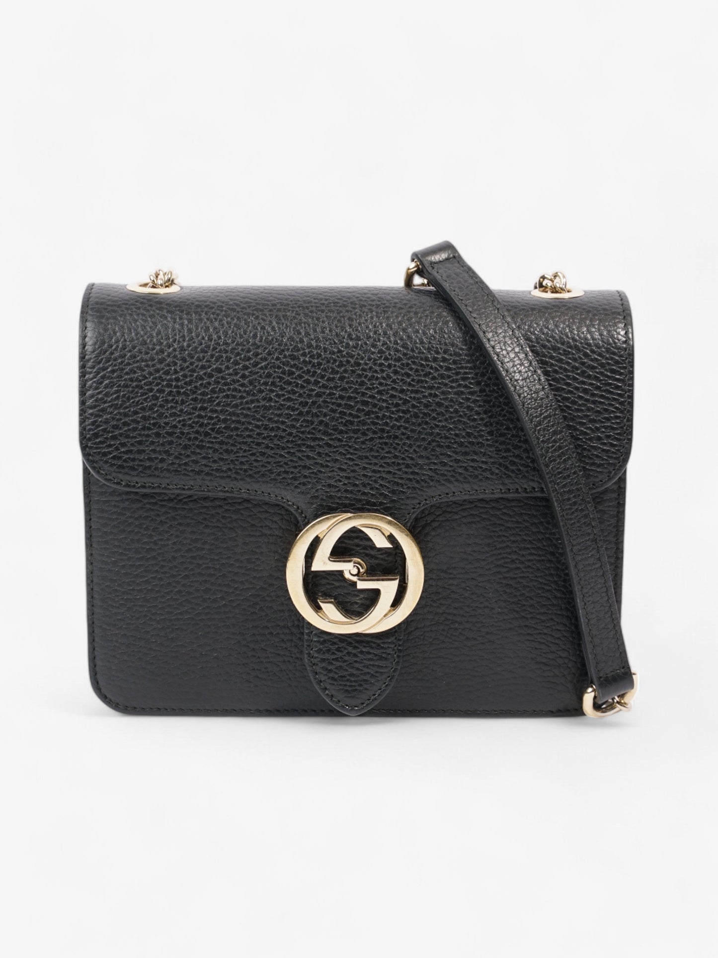 Gucci Dollar Interlocking Calfskin Crossbody Bag Leather Black