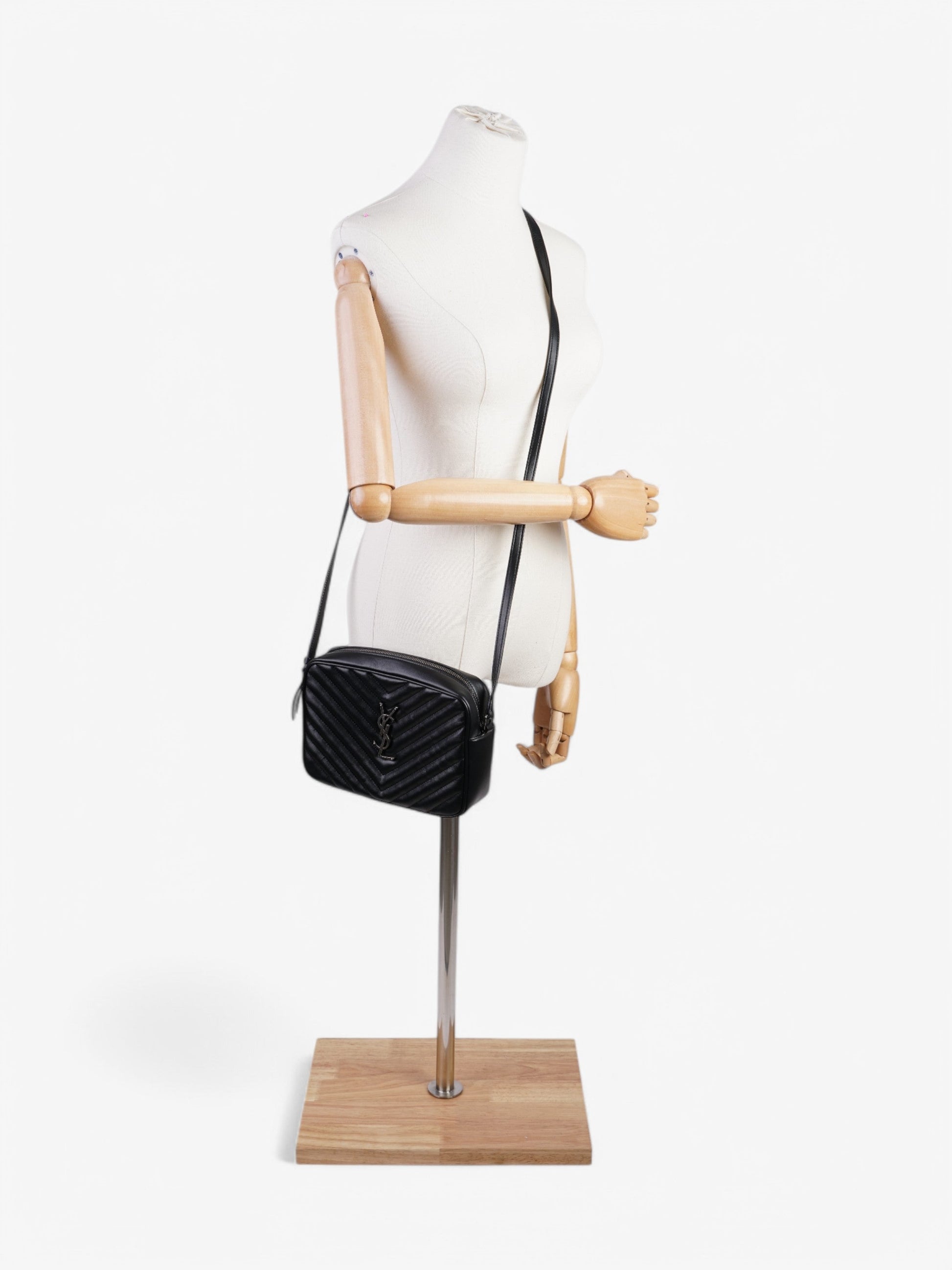 YSL Saint Laurent Lou Camera Bag Calfskin Leather Black Crossbody Bag
