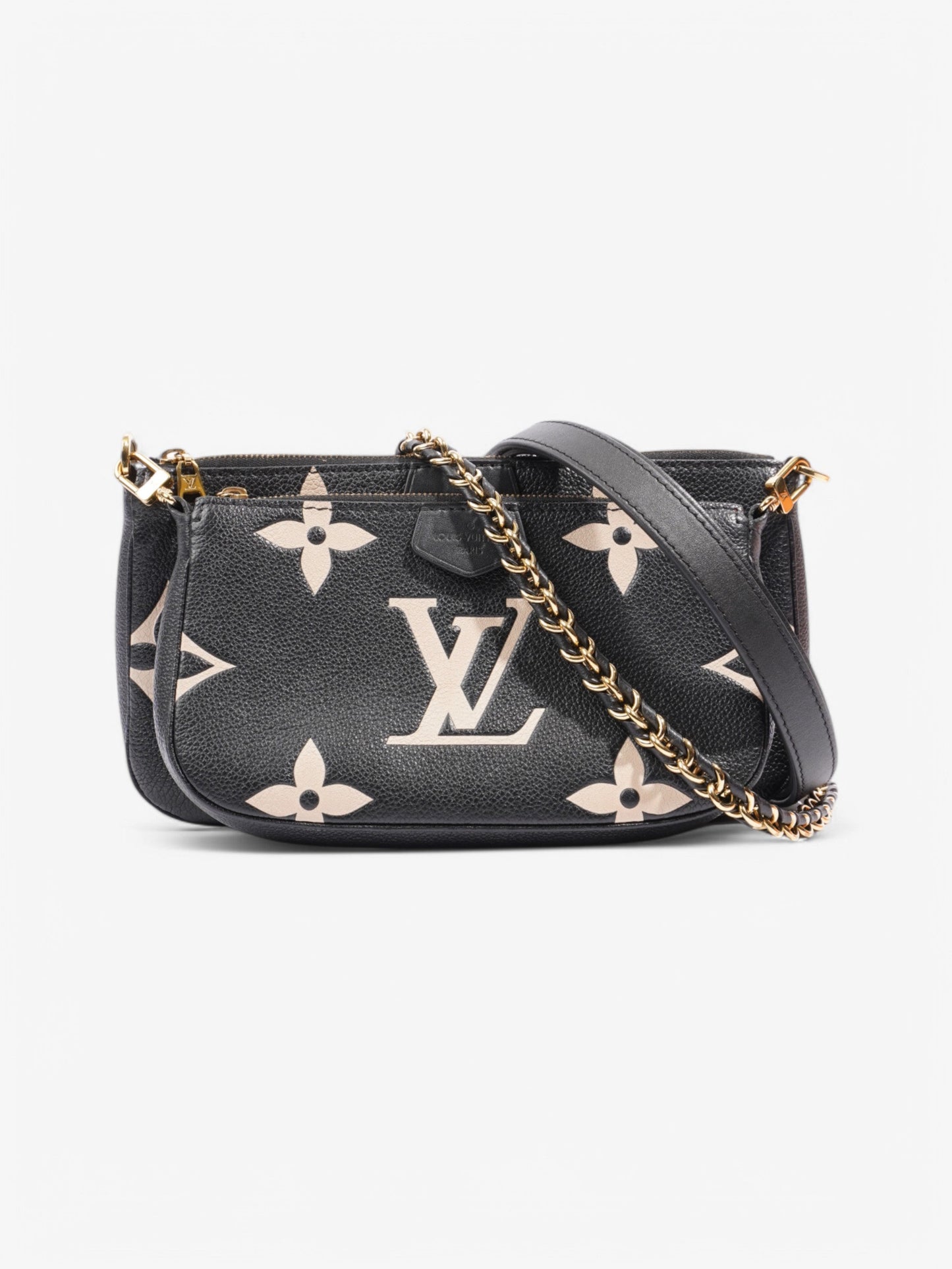 Louis Vuitton Multi Pochette Accessories Empreinte Leather Black Beige Clutch Bag