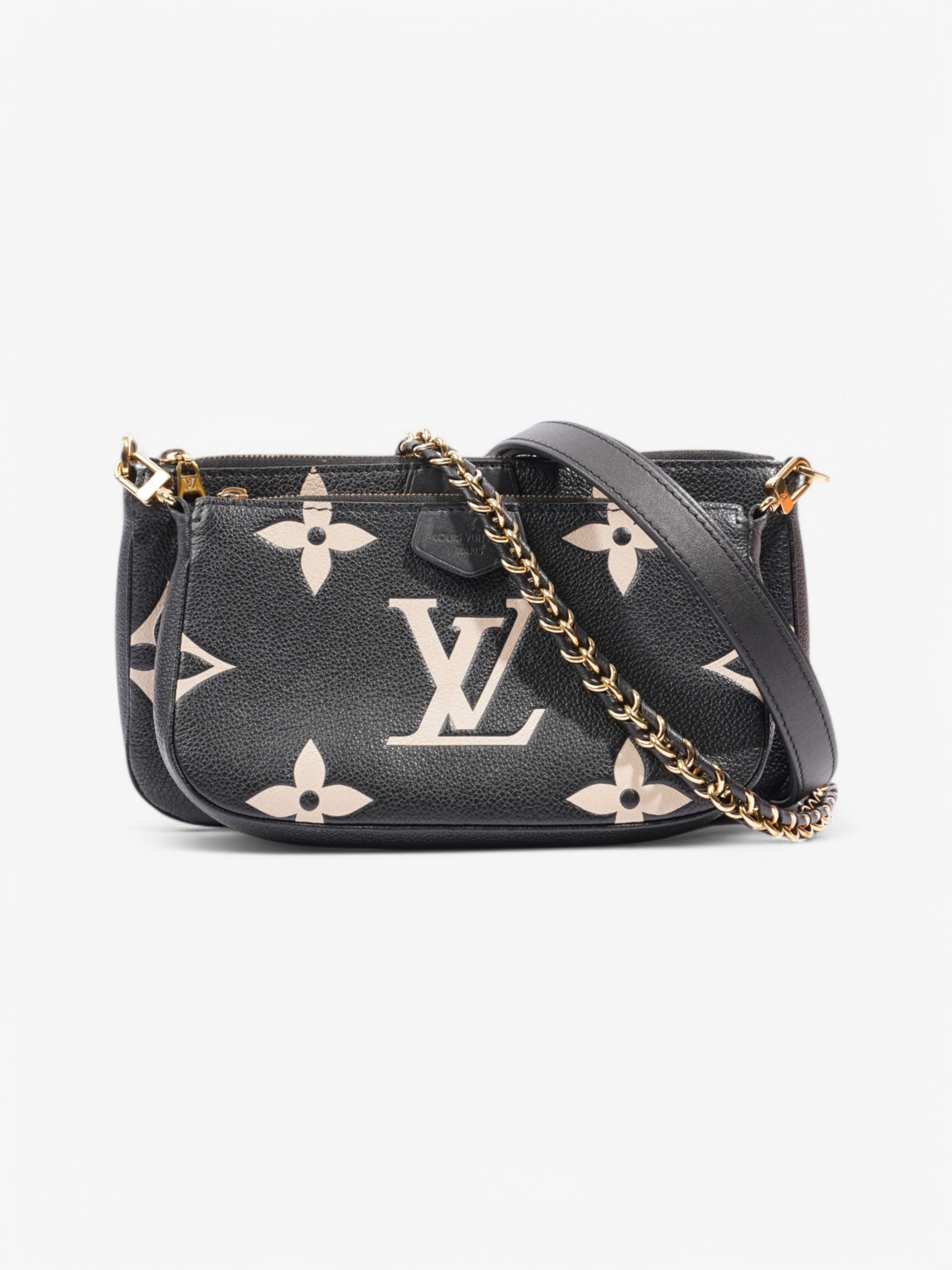 Louis Vuitton Multi Pochette Accessories Empreinte Leather Black Beige Clutch Bag
