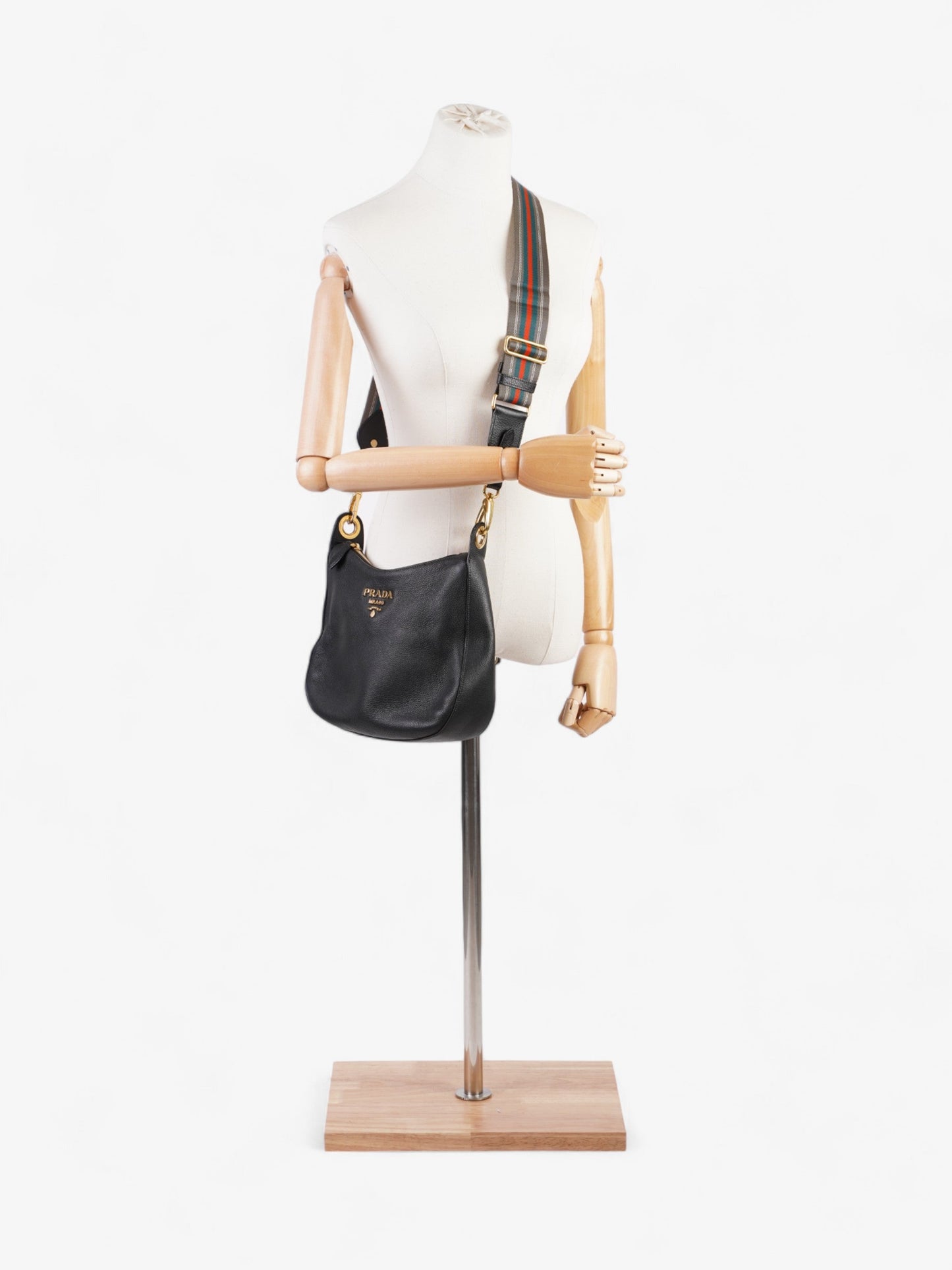 Prada Phenix Crossbody Bag Leather Vitello Black