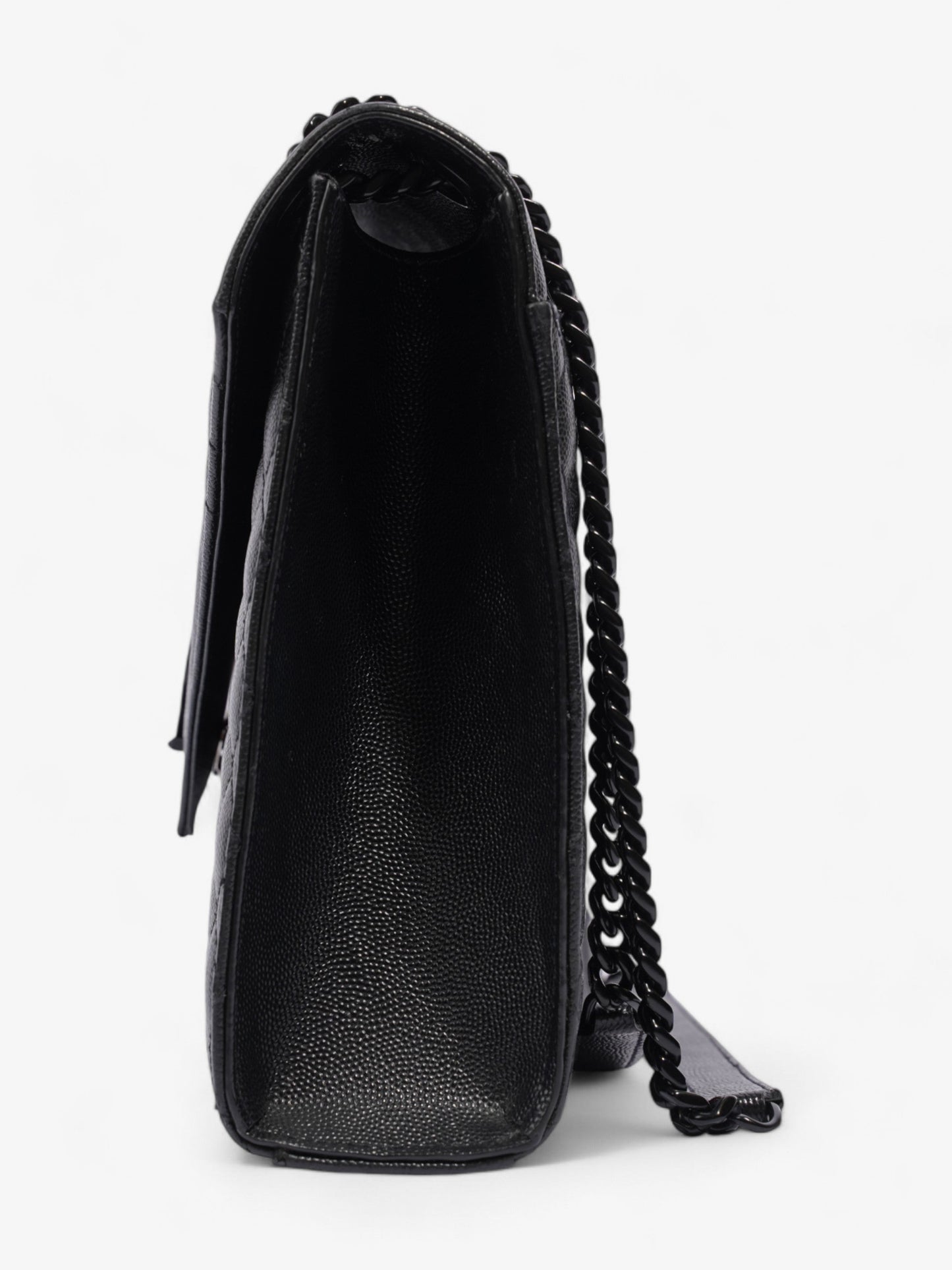 YSL Saint Laurent Envelope Grained Shoulder Bag Leather Black Large