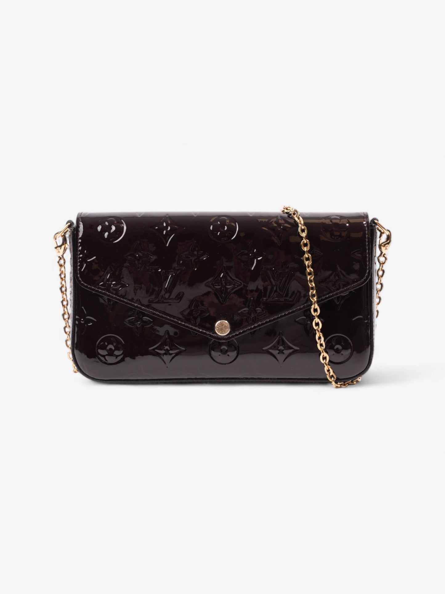 Louis Vuitton Pochette Felicie Maroon Vernis Leather Clutch Bag