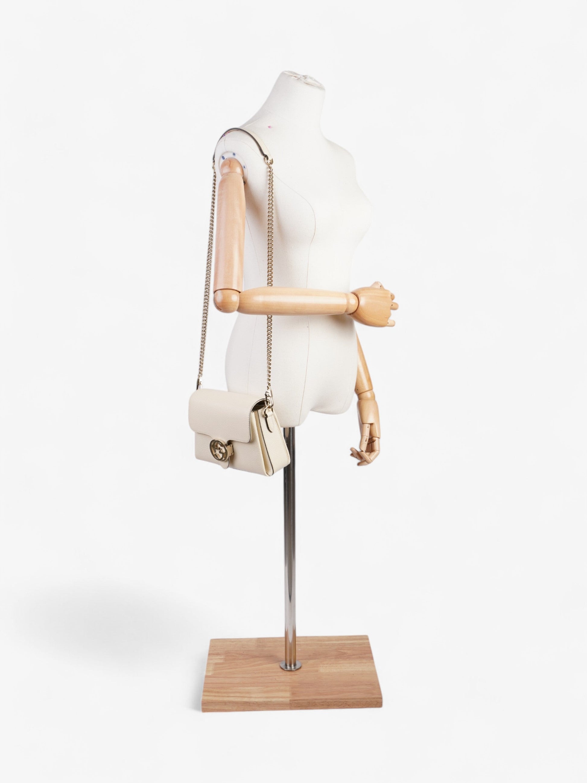 Gucci Interlocking Dollar Bag Ivory Calfskin Leather Small Crossbody Bag