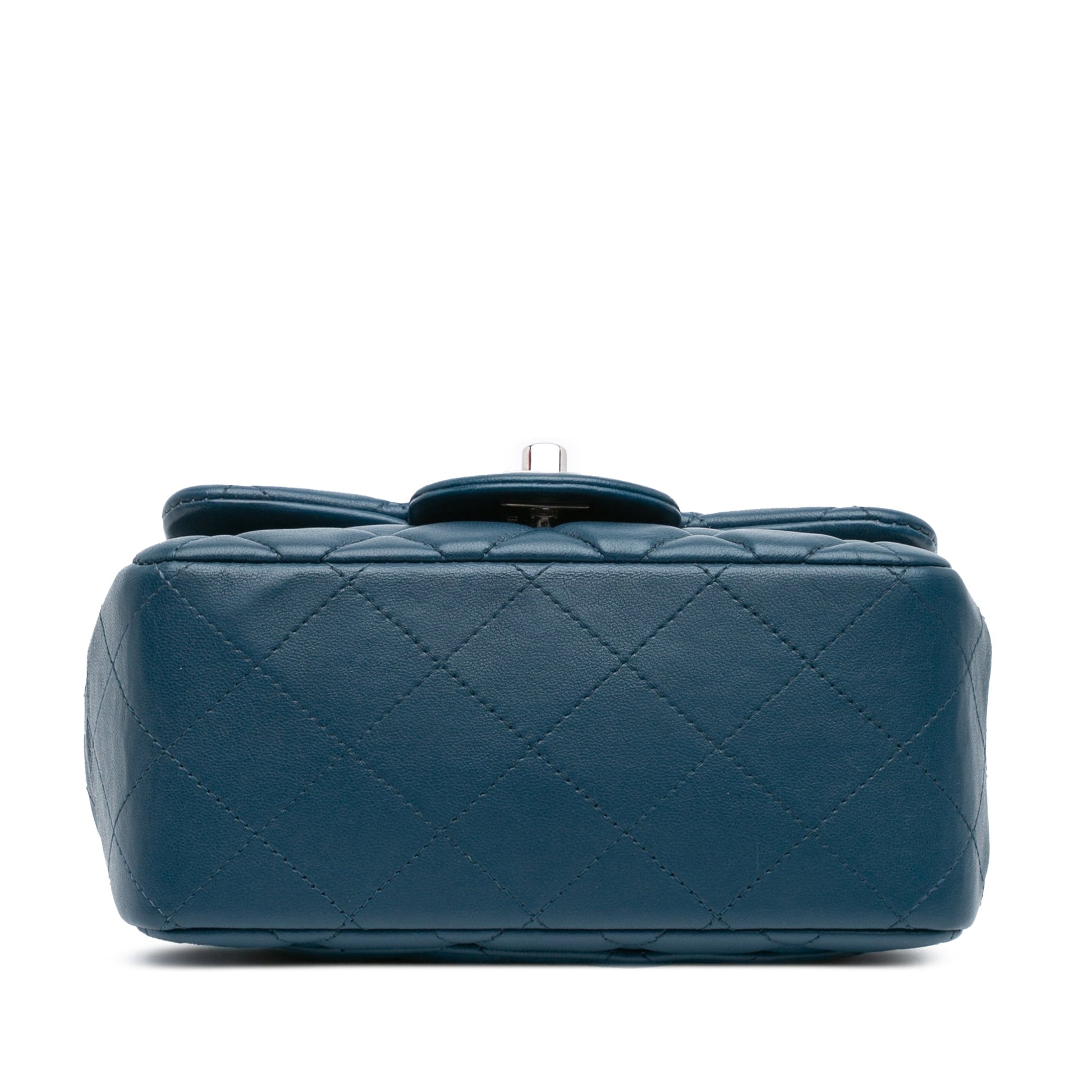 Blue Chanel Mini Square Classic Lambskin Single Flap Crossbody Bag