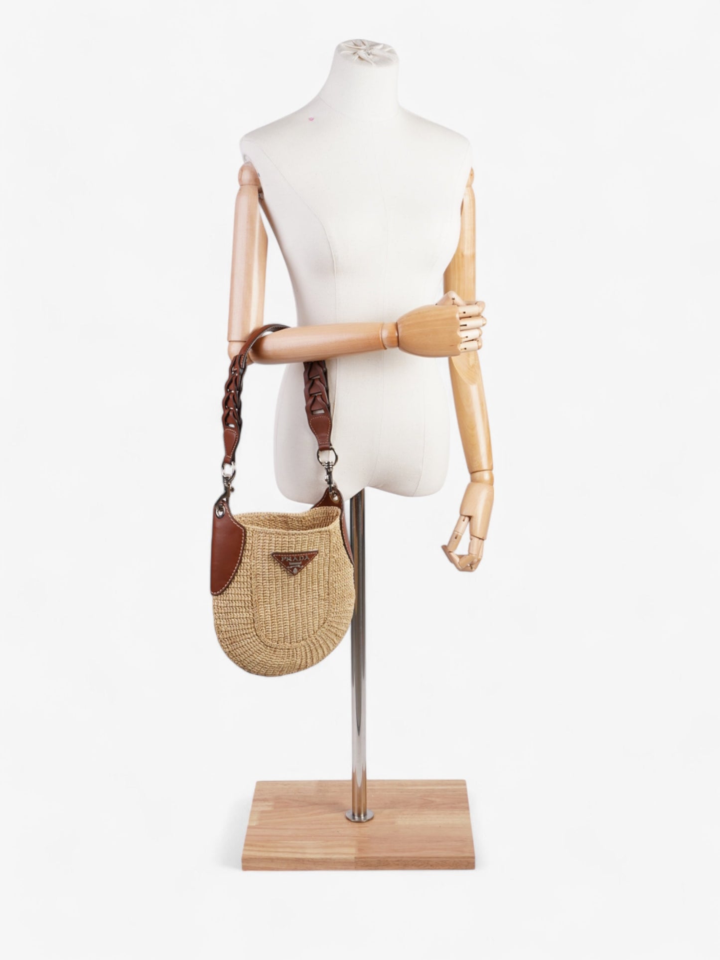 Prada Open Hobo Natural Raffia Brown Shoulder Bag