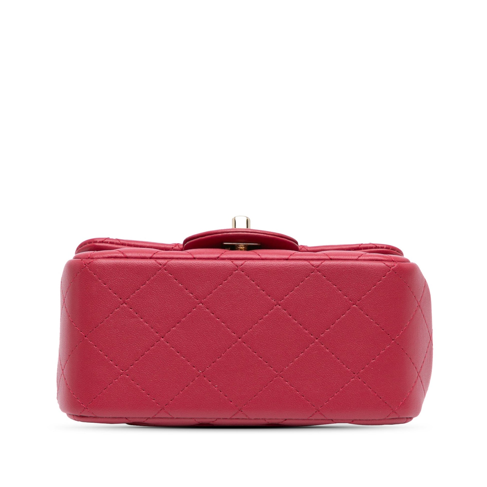 Pink Chanel Mini Square Classic Lambskin Single Flap Crossbody Bag