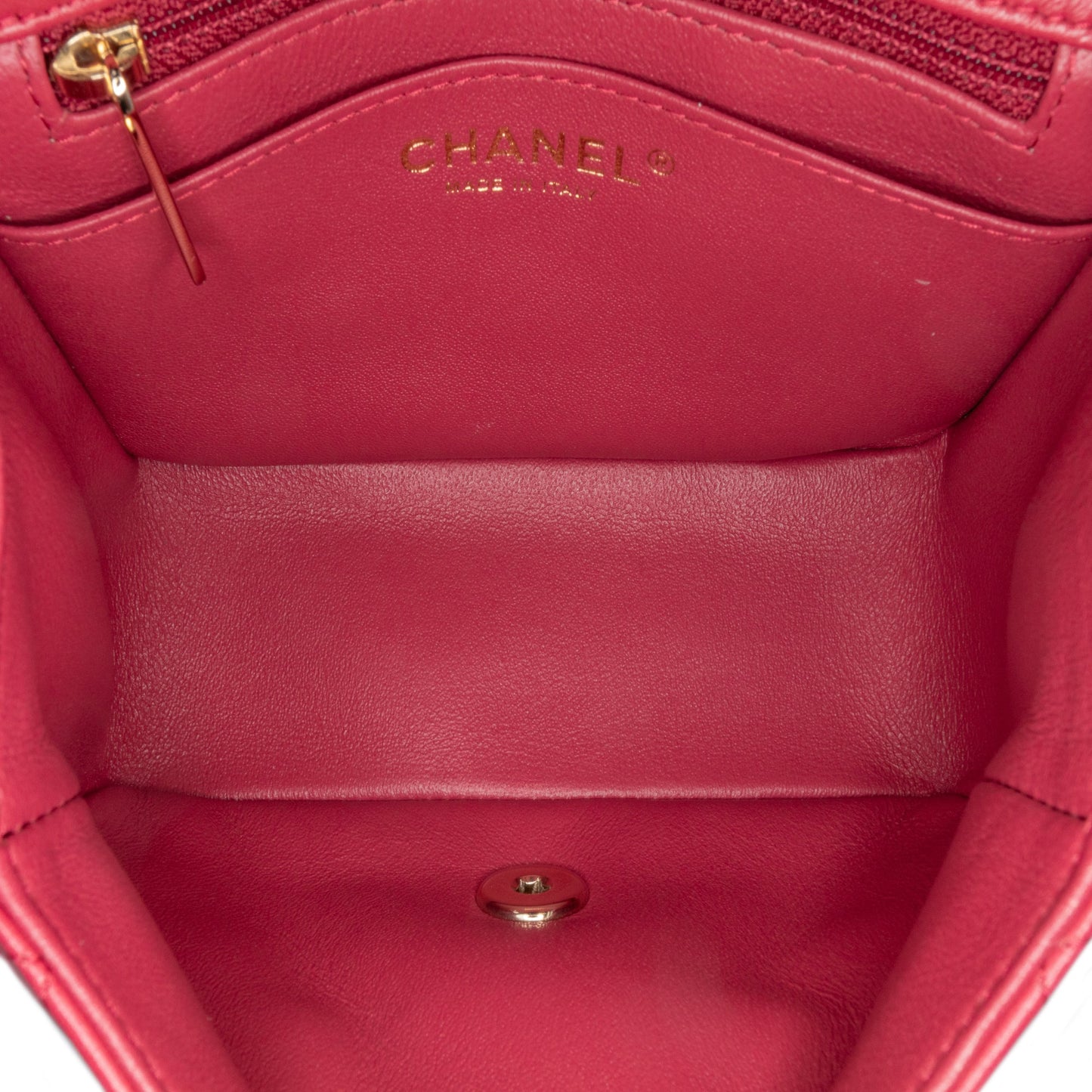Pink Chanel Mini Square Classic Lambskin Single Flap Crossbody Bag