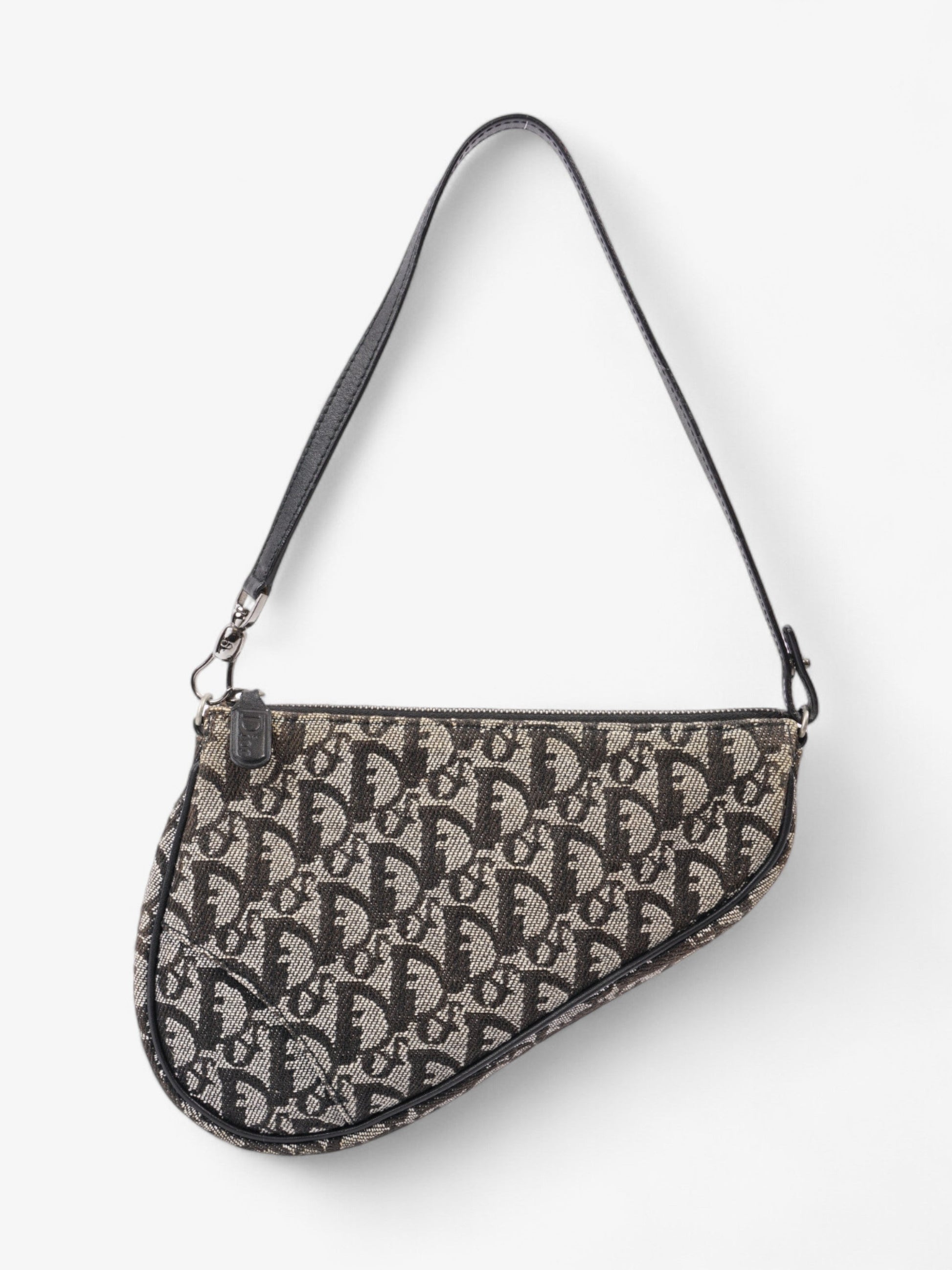 Dior Christian Trotter Saddle Pouch Oblique Shoulder Bag Canvas Black