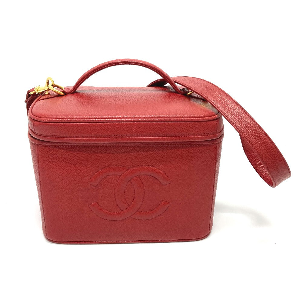 Chanel Caviar skin CC COCO Mark Vanity Red Shoulder Bag