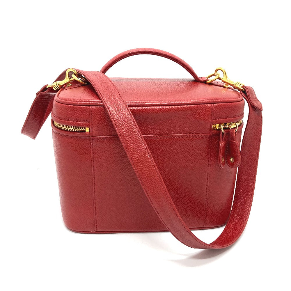 Chanel Caviar skin CC COCO Mark Vanity Red Shoulder Bag