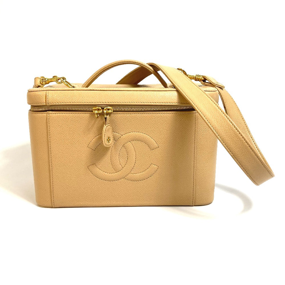 Chanel Caviar skin CC COCO Mark Vanity Beige Shoulder Bag