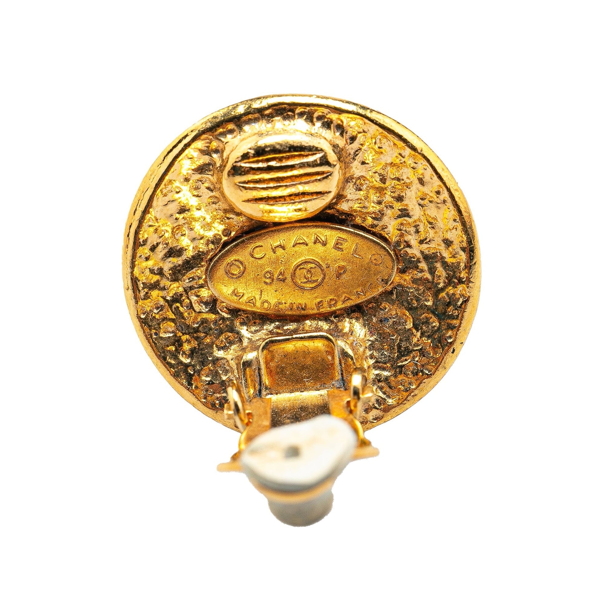 Gold Chanel Gold Plated CC Clip On Earrings
