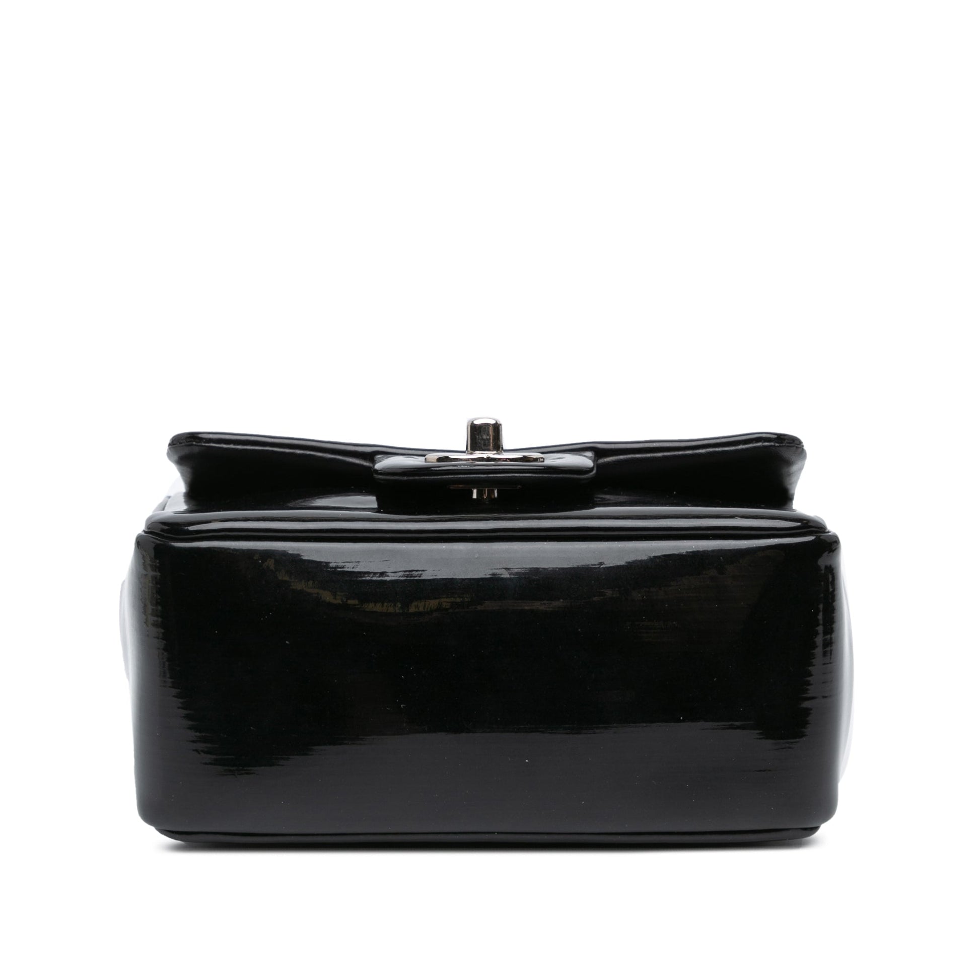 Black Chanel Mini Square Patent Single Flap Crossbody Bag