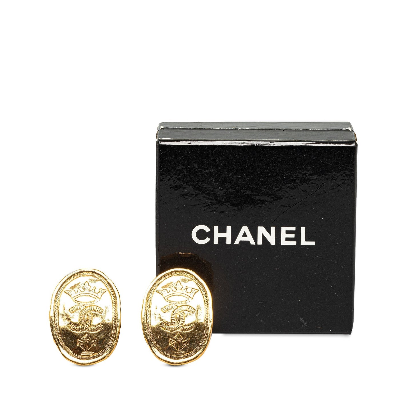 CHANEL CC Crown Clip On Earrings Costume Earrings