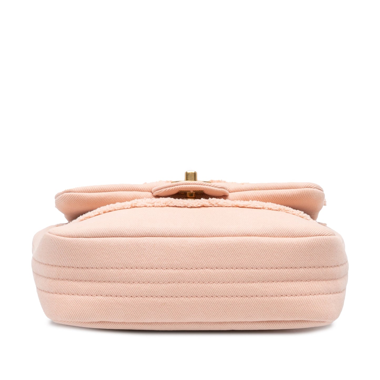Pink Chanel Small Chevron Denim Fringe Coco Flap Crossbody Bag