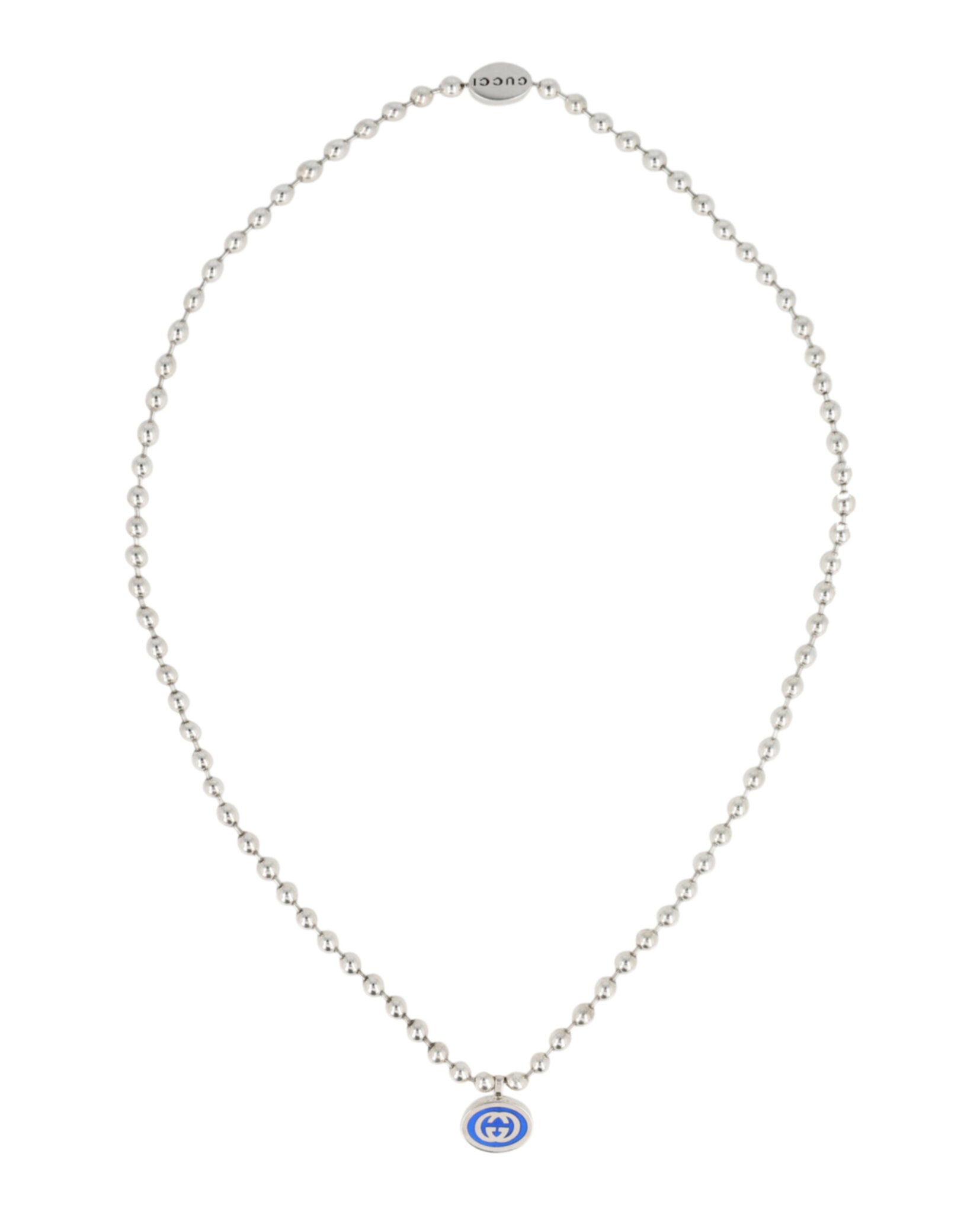 Gucci Womens Sterling Silver Interlocking G Boule Necklace
