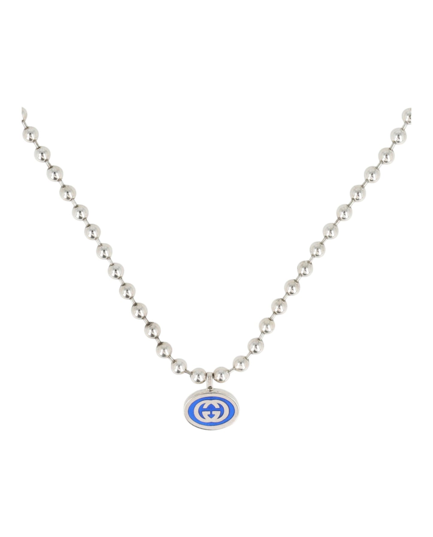 Gucci Womens Sterling Silver Interlocking G Boule Necklace