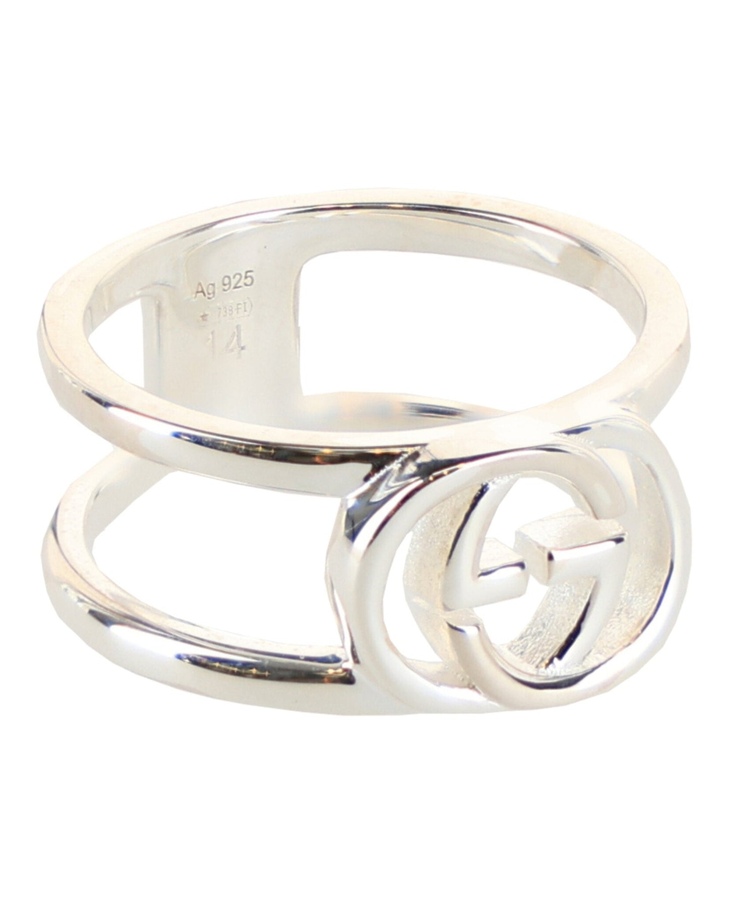 Gucci Womens Interlocking G Cutout Silver Ring