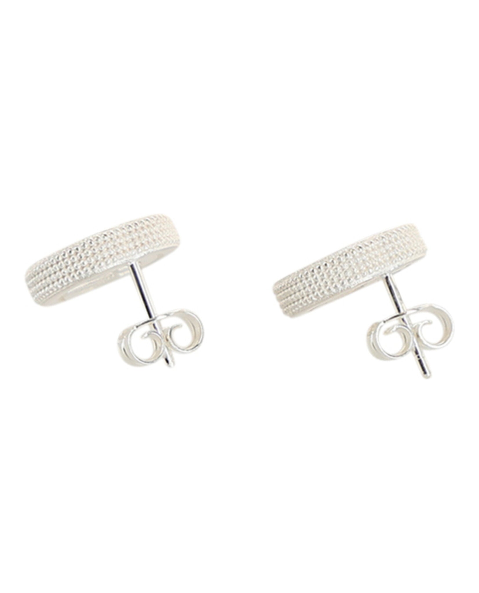 Gucci Womens Interlocking G Textured Silver Stud Earrings