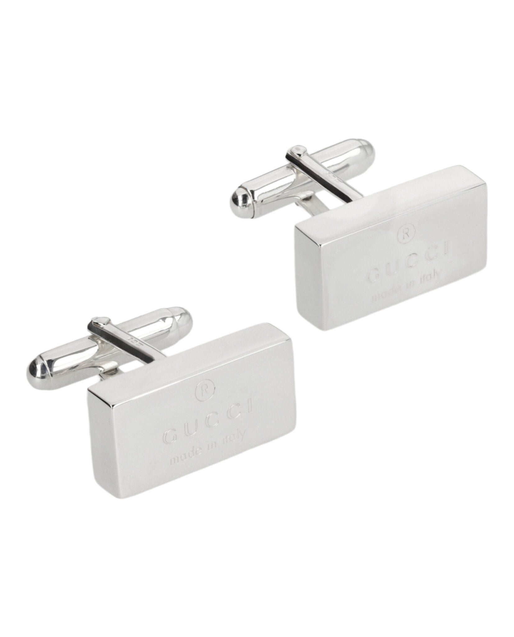 Gucci Womens Sterling Silver Trademark Cufflinks