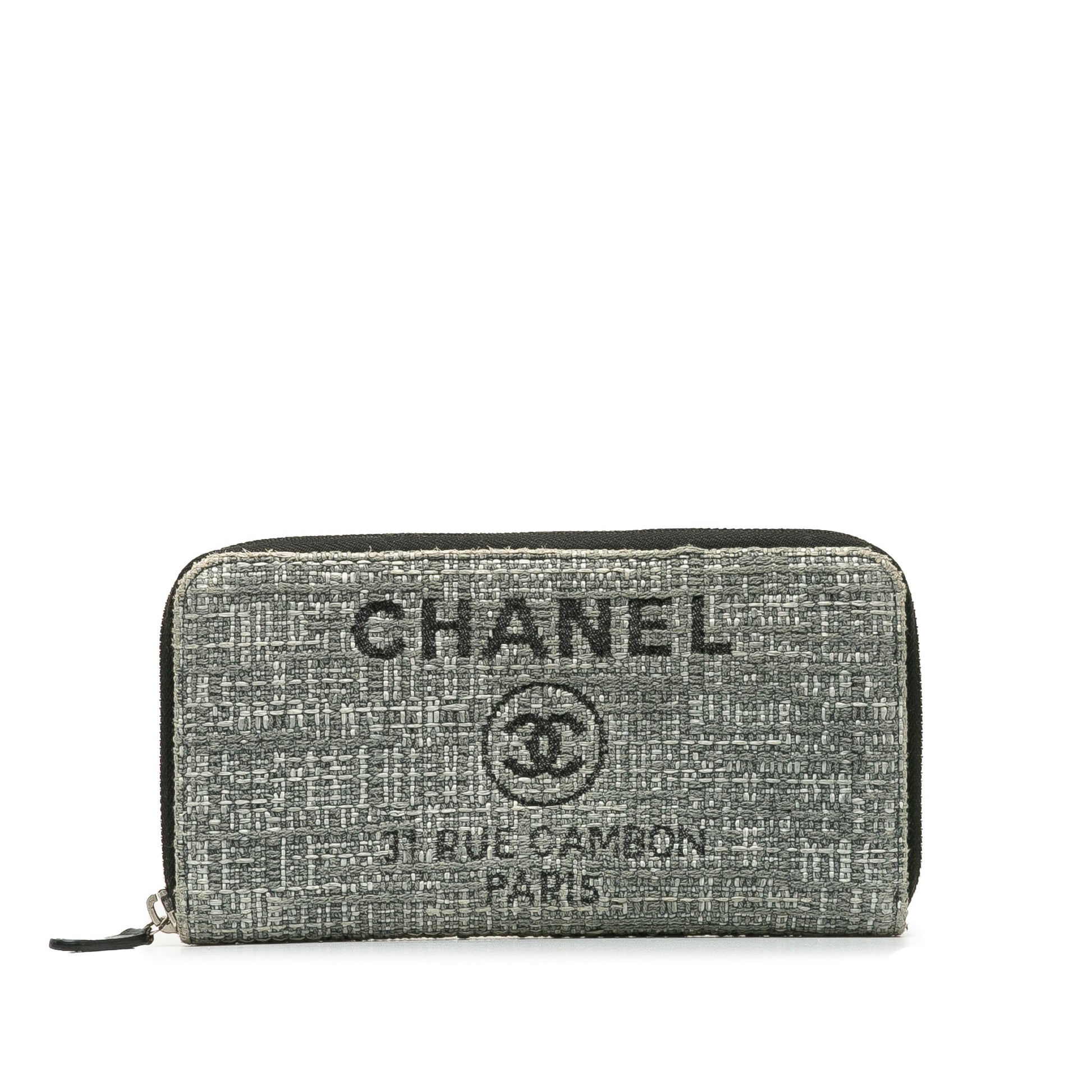 Gray Chanel Tweed Deauville Continental Wallet