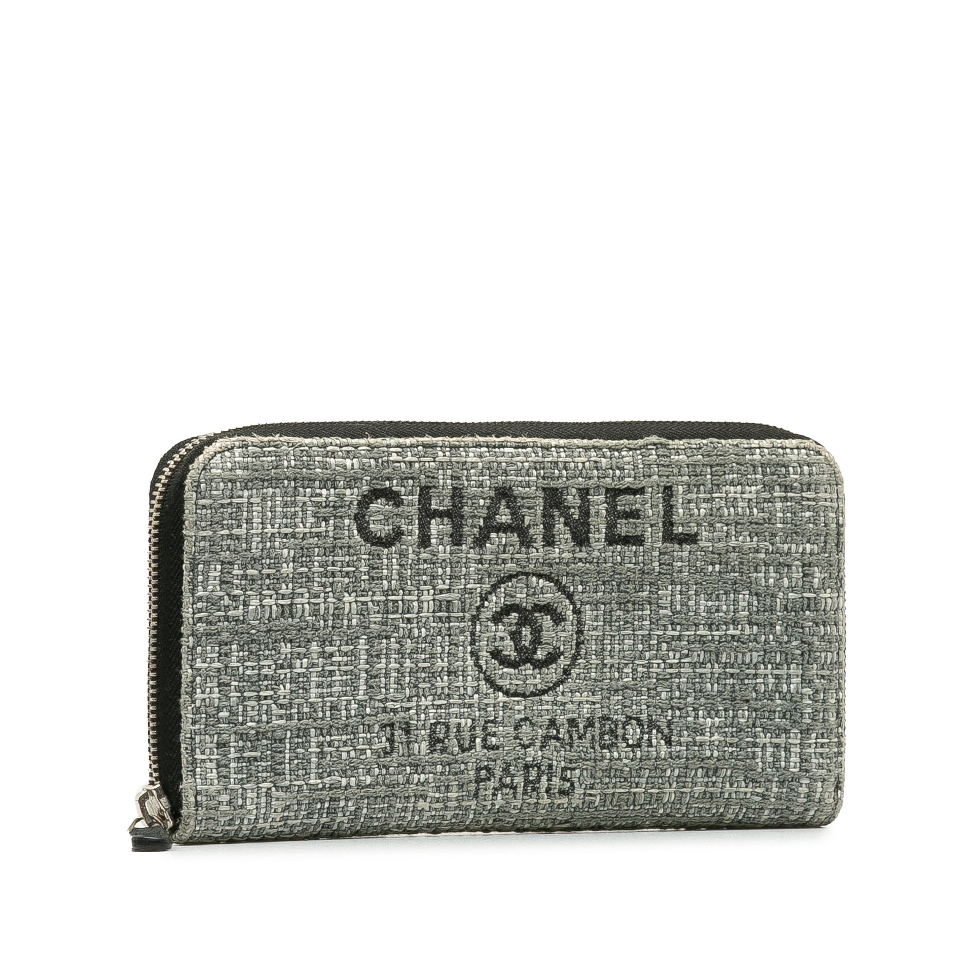 Gray Chanel Tweed Deauville Continental Wallet