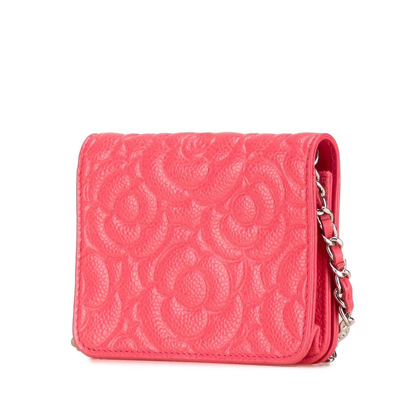 Pink Chanel Camellia Caviar CC Wallet On Chain Crossbody Bag