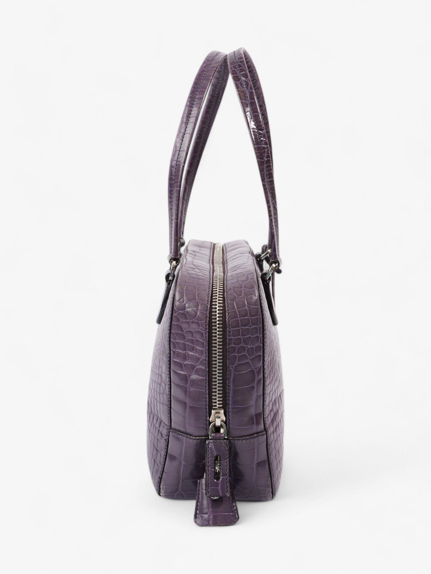 Prada Bauletto Bag Leather Purple Embossed Shoulder Bag