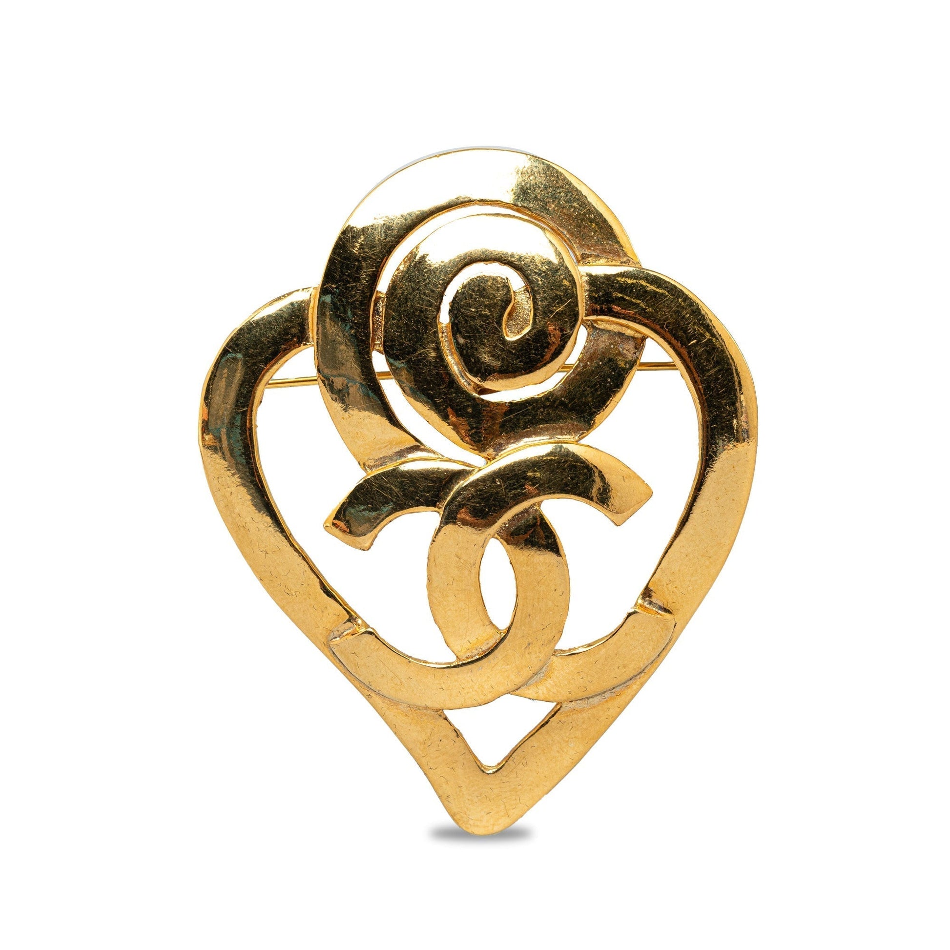 CHANEL CC Heart Brooch Costume Brooch