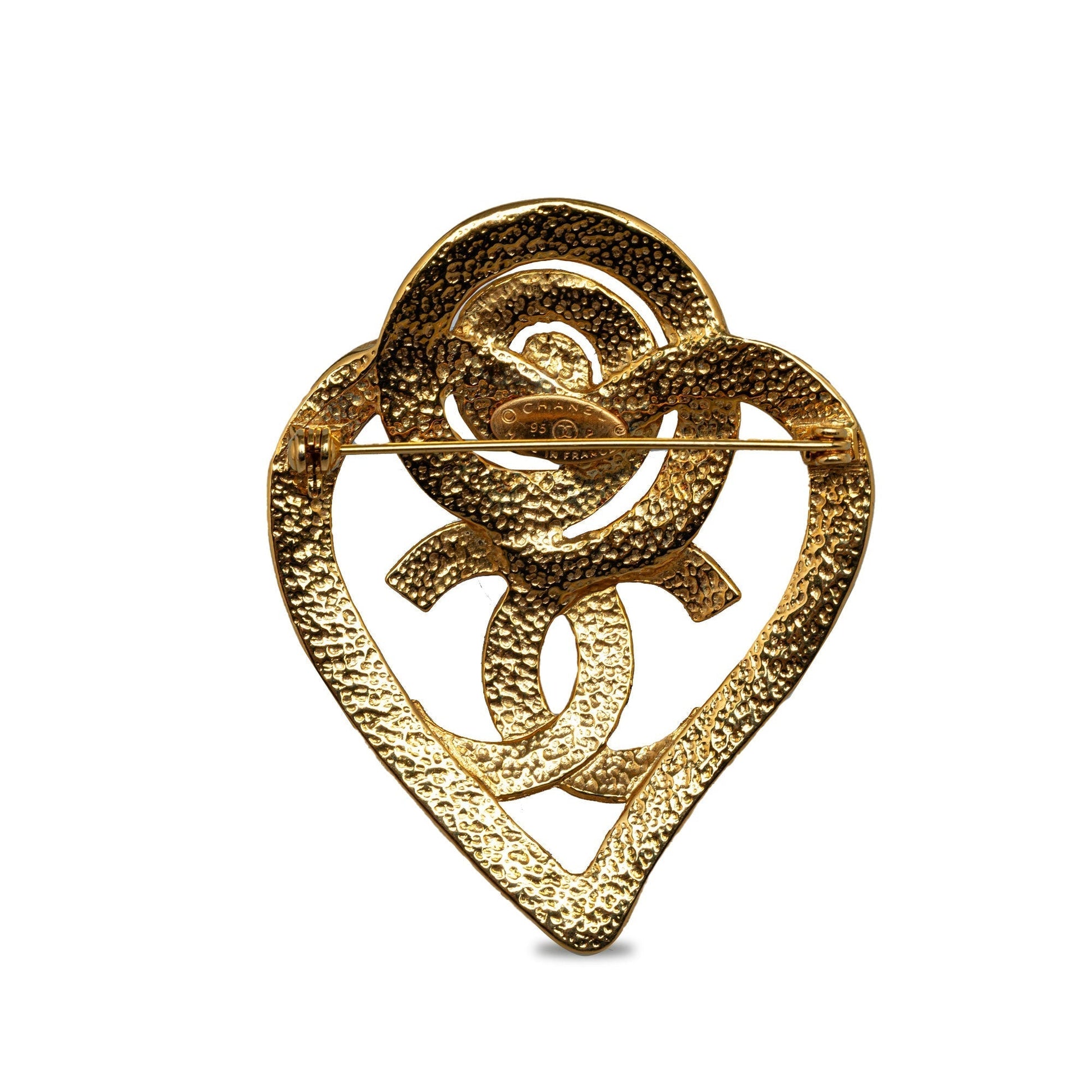 CHANEL CC Heart Brooch Costume Brooch