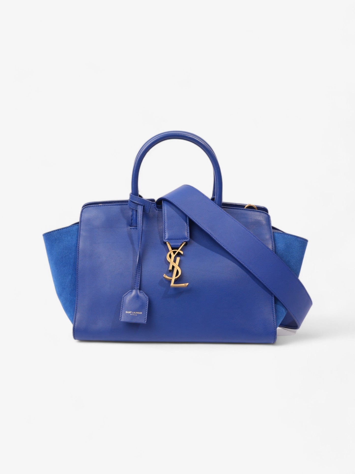 YSL Saint Laurent Downtown Cabas Tote Bag Leather Blue Small Shoulder Bag
