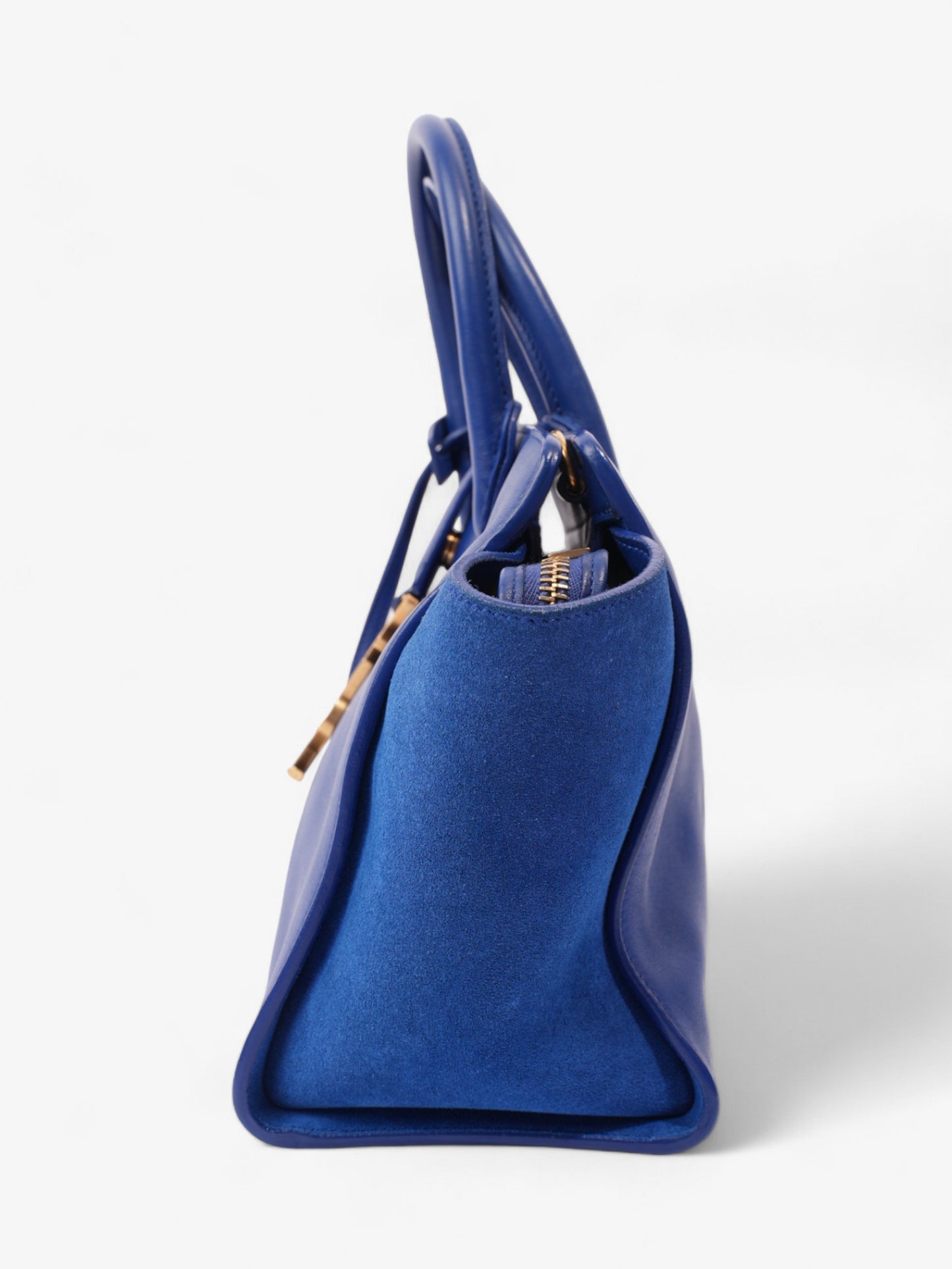 YSL Saint Laurent Downtown Cabas Tote Bag Leather Blue Small Shoulder Bag